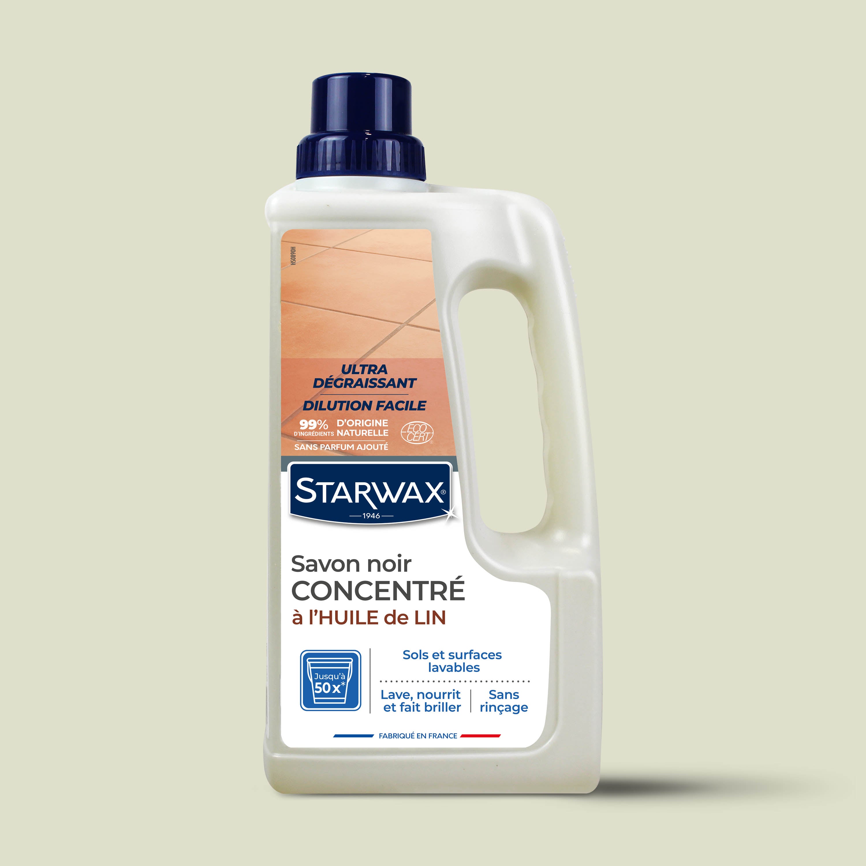 STARWAX - Savon noir à l'huile de lin pour les sols intérieurs 1L