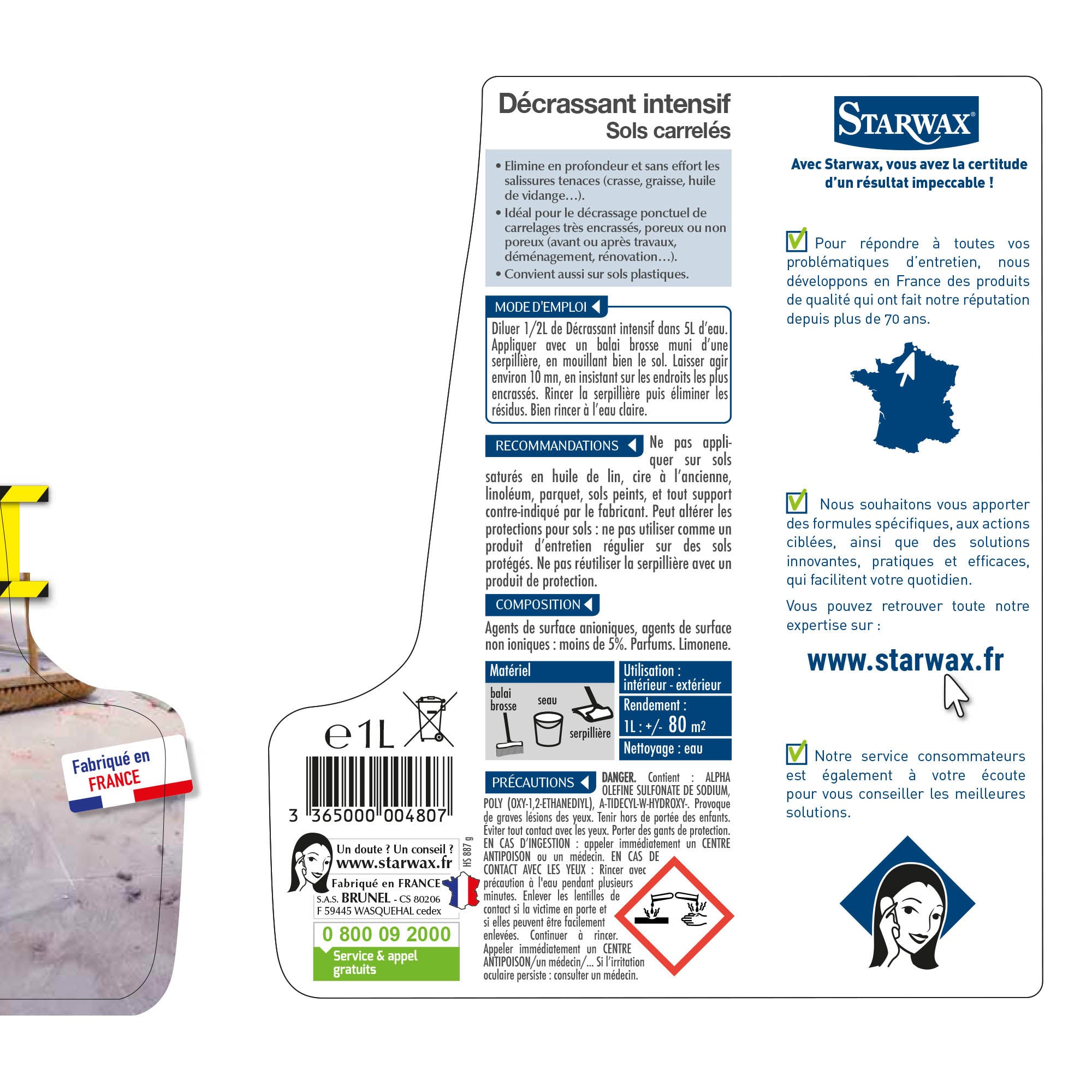 STARWAX - Décrassant intensif carrelages et PVC 1L