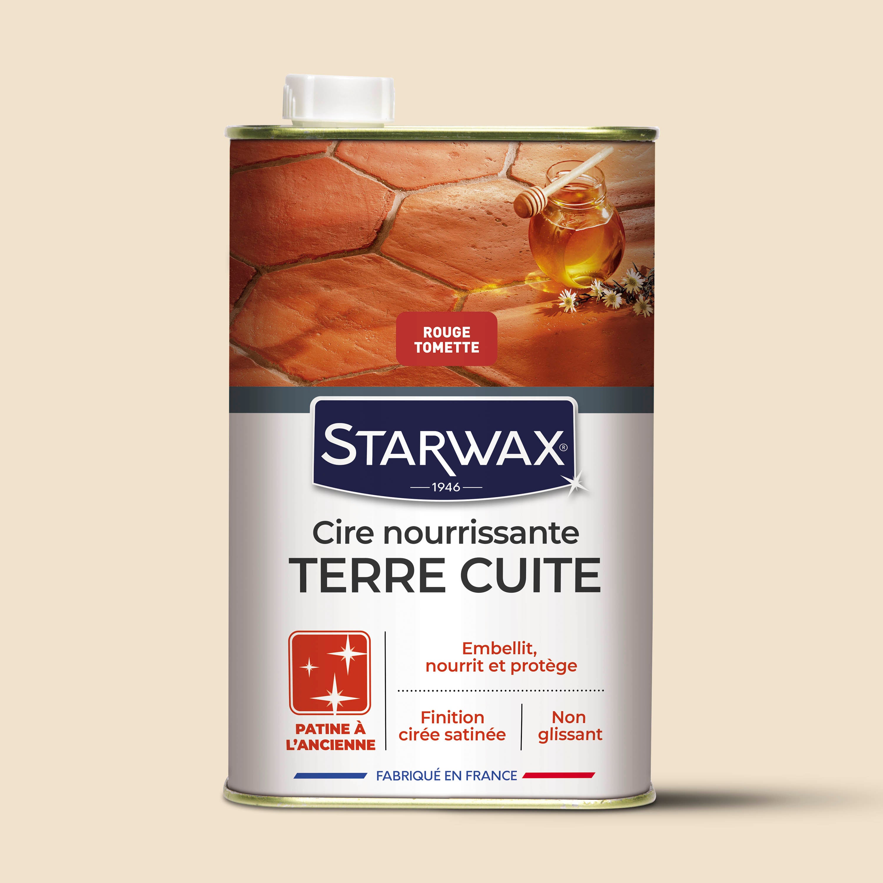 STARWAX - Cire nourrissante (patine à l'ancienne) pour tomettes et terres cuites
1L Incolore