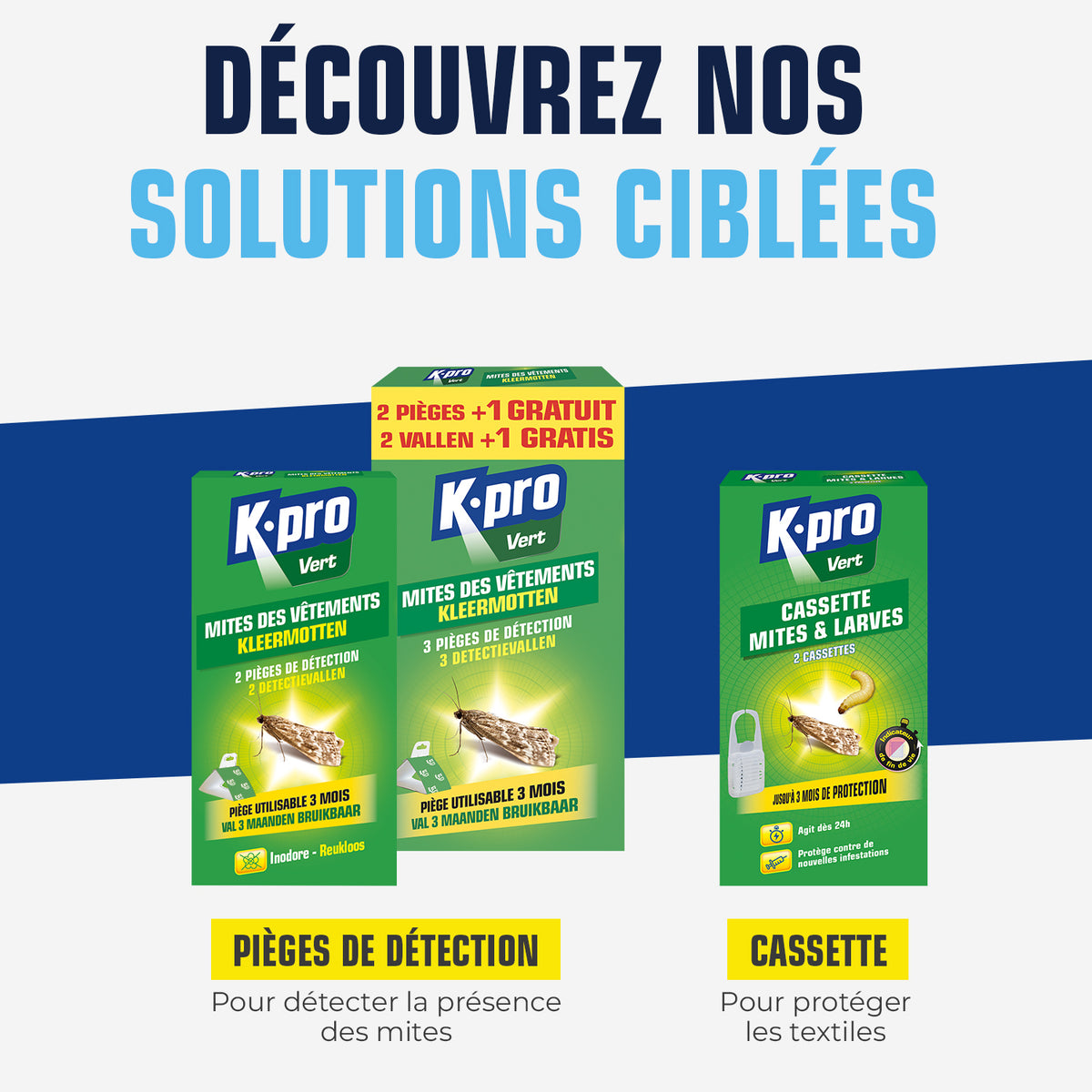 K.PRO - Cassettes répulsives mites des vêtements 2 cassettes