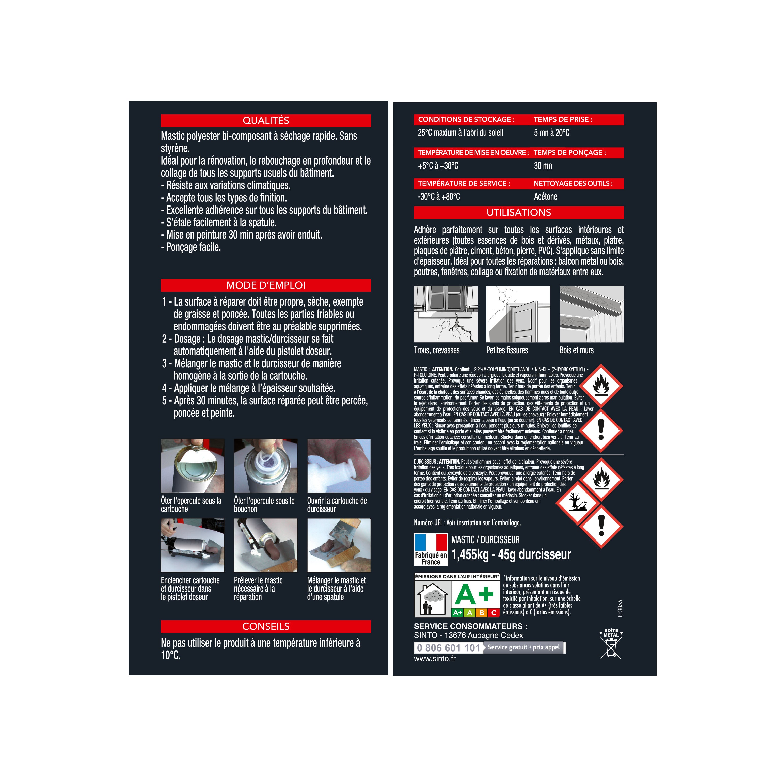 SINTO - Pâte à rénover 408g Blanc