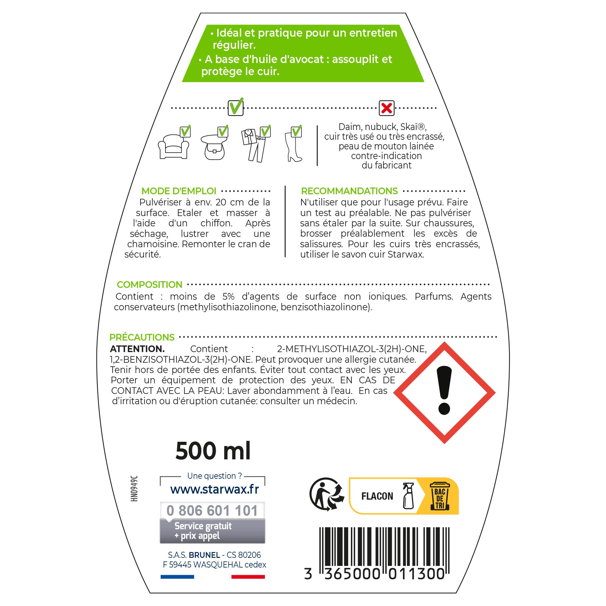 STARWAX SOLUVERT - Lotion de soin pour cuir 500ml