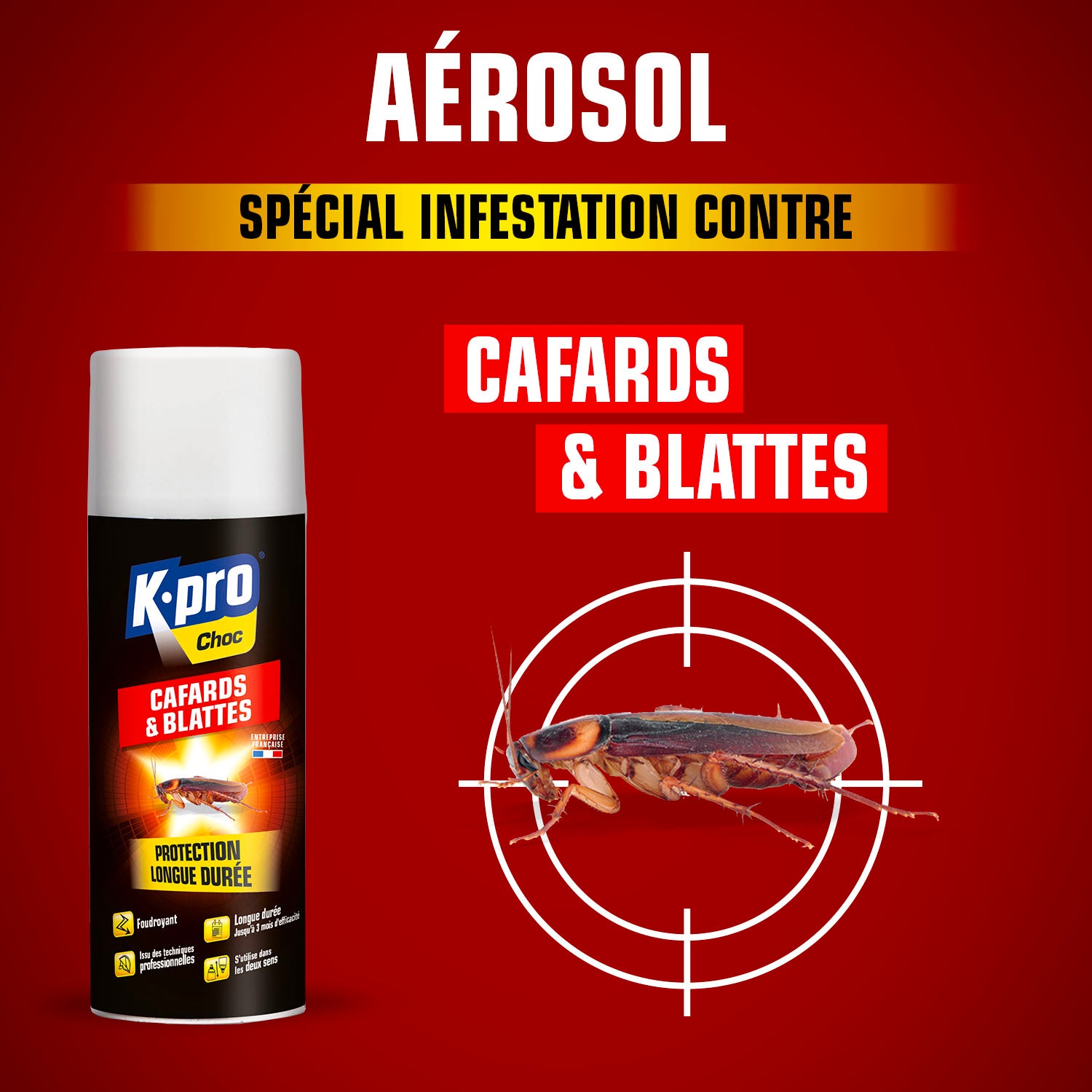 K.PRO - Aérosol foudroyant cafards et blattes
400ml