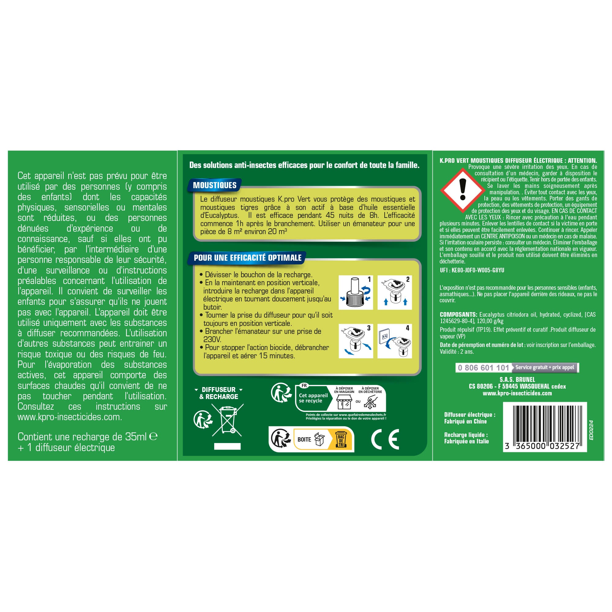 K.PRO - Diffuseur électrique anti moustiques + Recharge X1