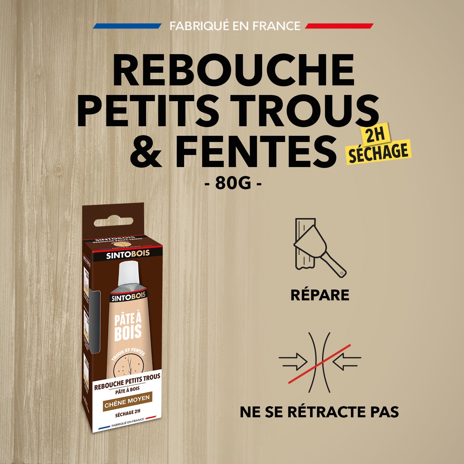 SINTO - Pâte à bois tradition 550ml Chêne clair