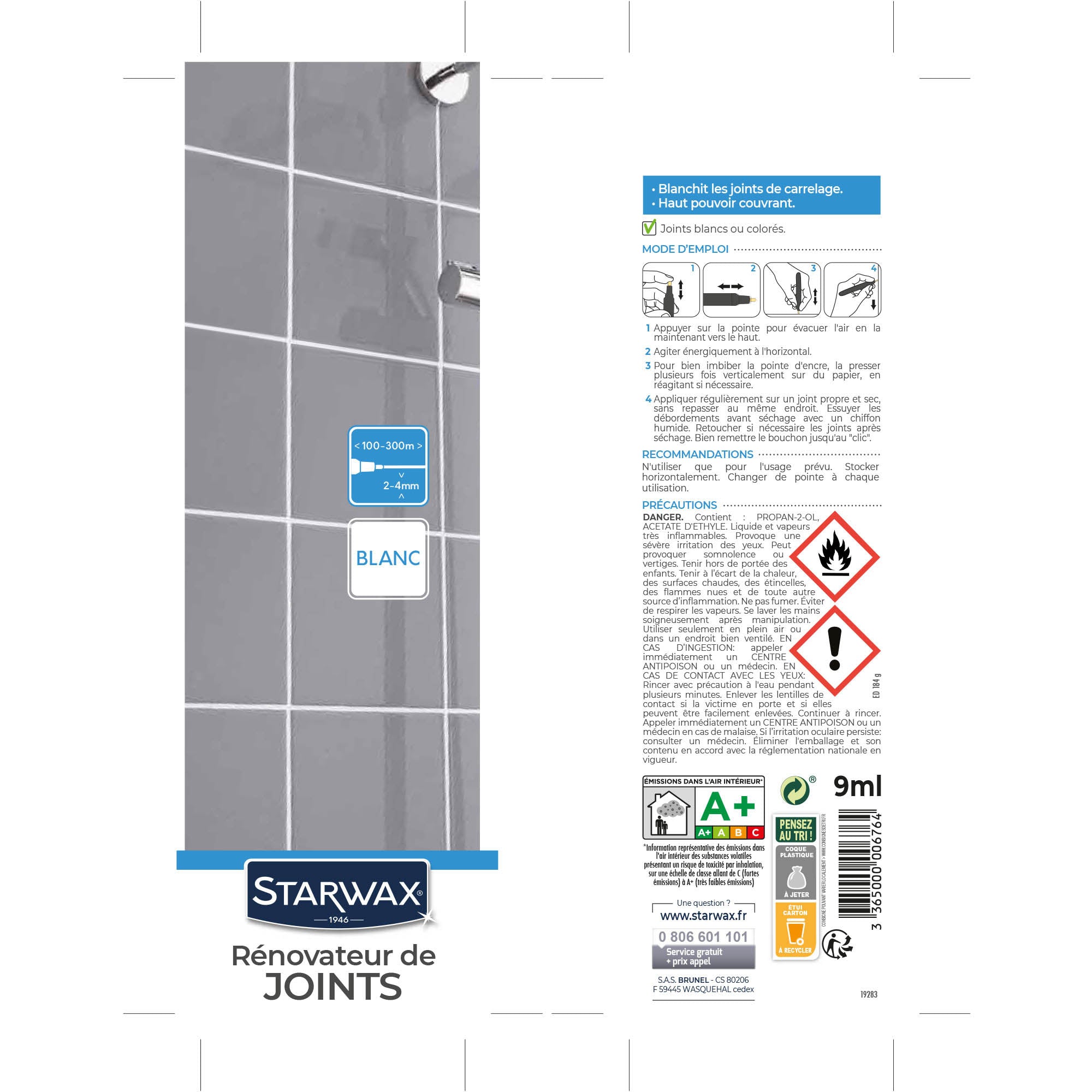 STARWAX - Rénovateur pour joints 9ml