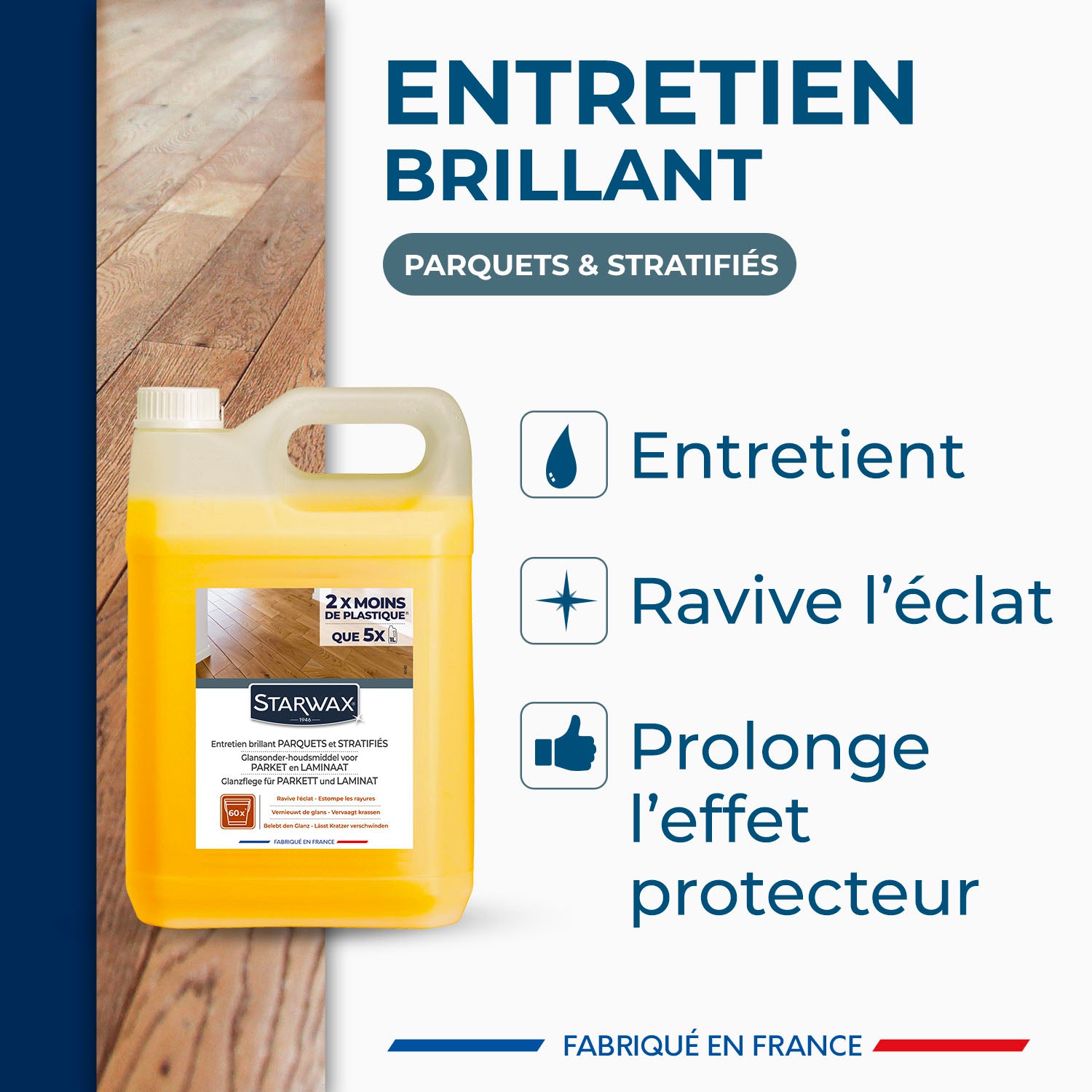 STARWAX - Entretien brillant pour parquets et sols stratifiés
1L