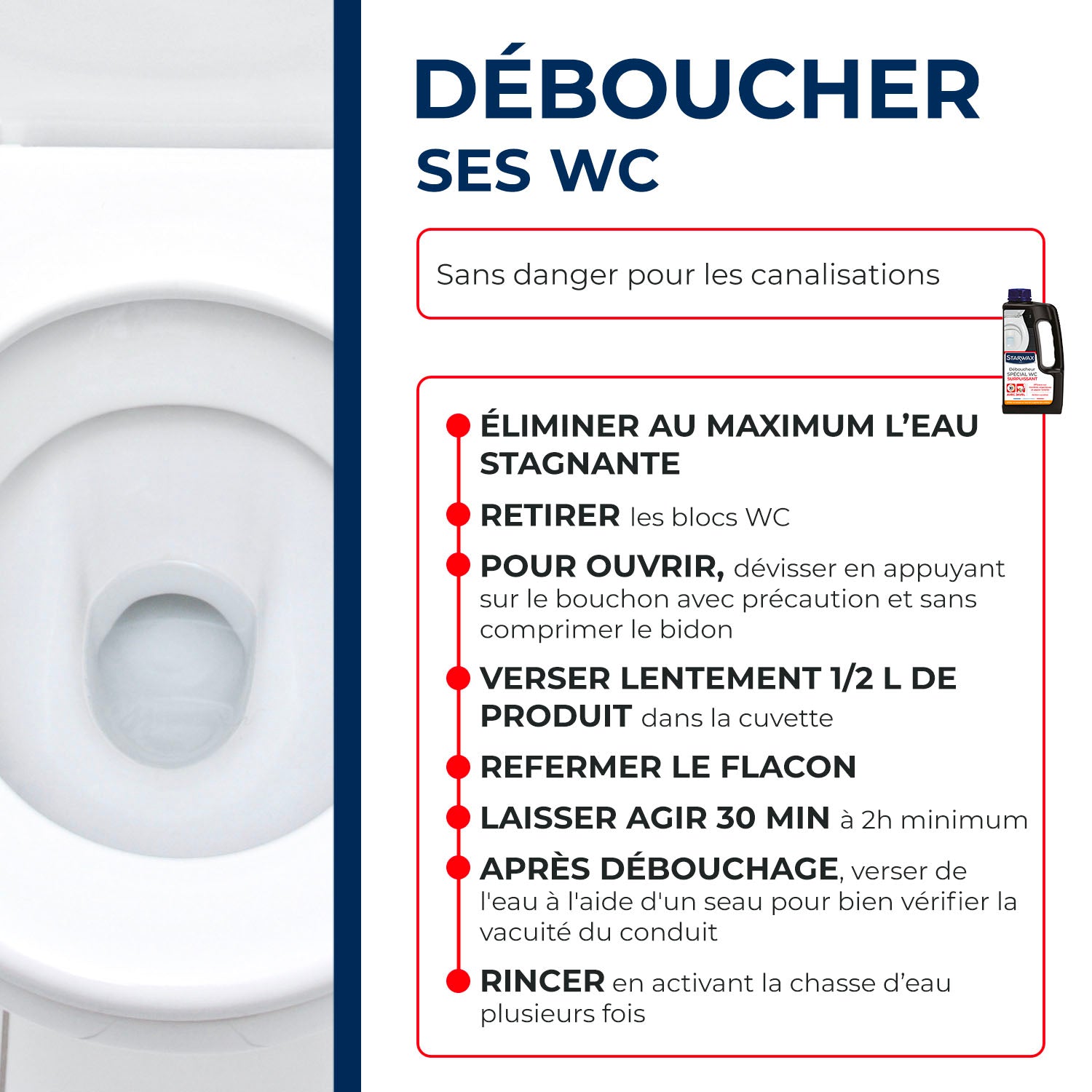 STARWAX - Déboucheur spécial WC 1L