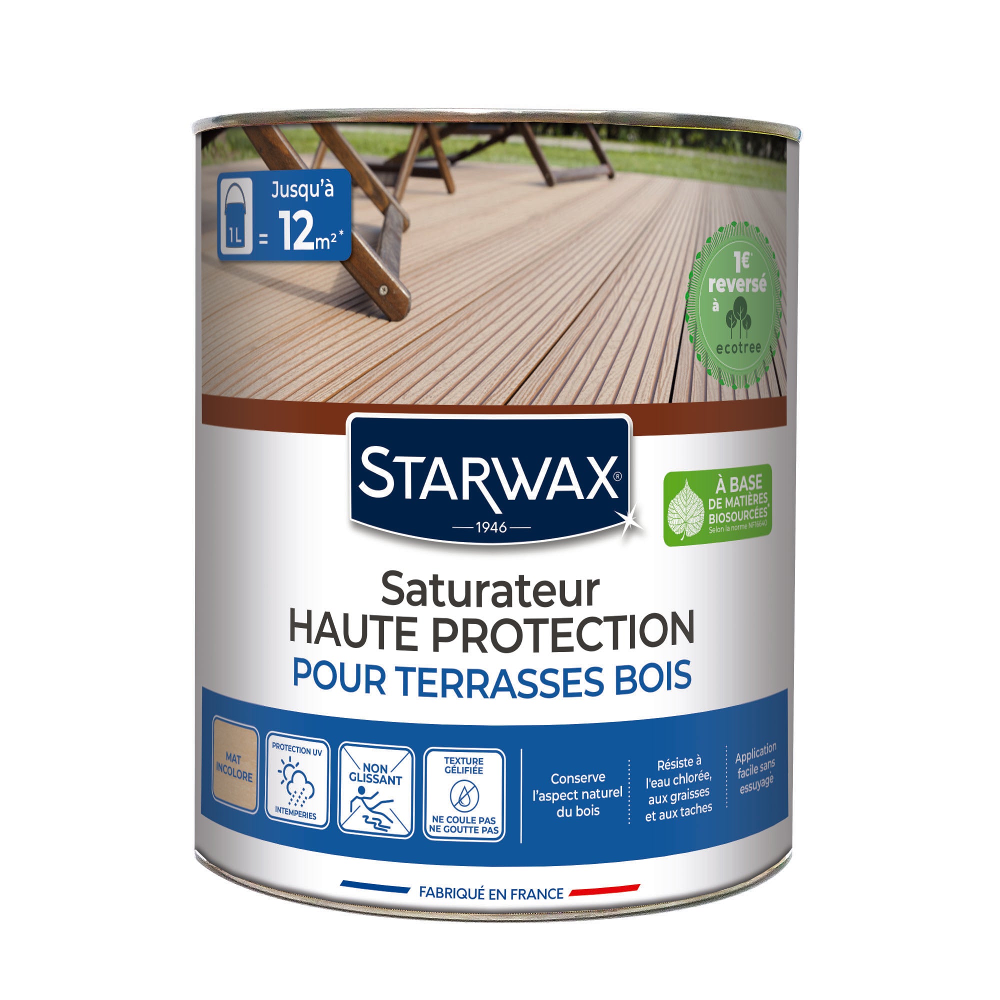 STARWAX - Saturateur Haute protection pour terrasses bois
1L Teck