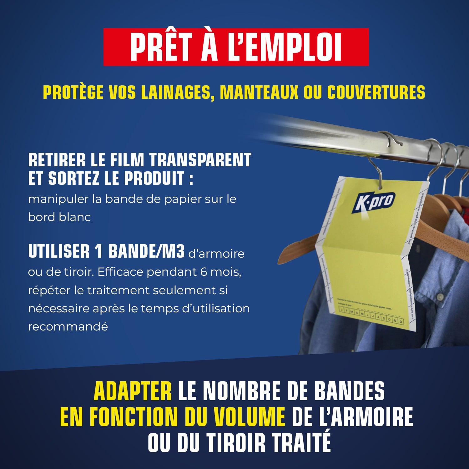 K.PRO - Papier accordéon contre les mites des vêtements X2