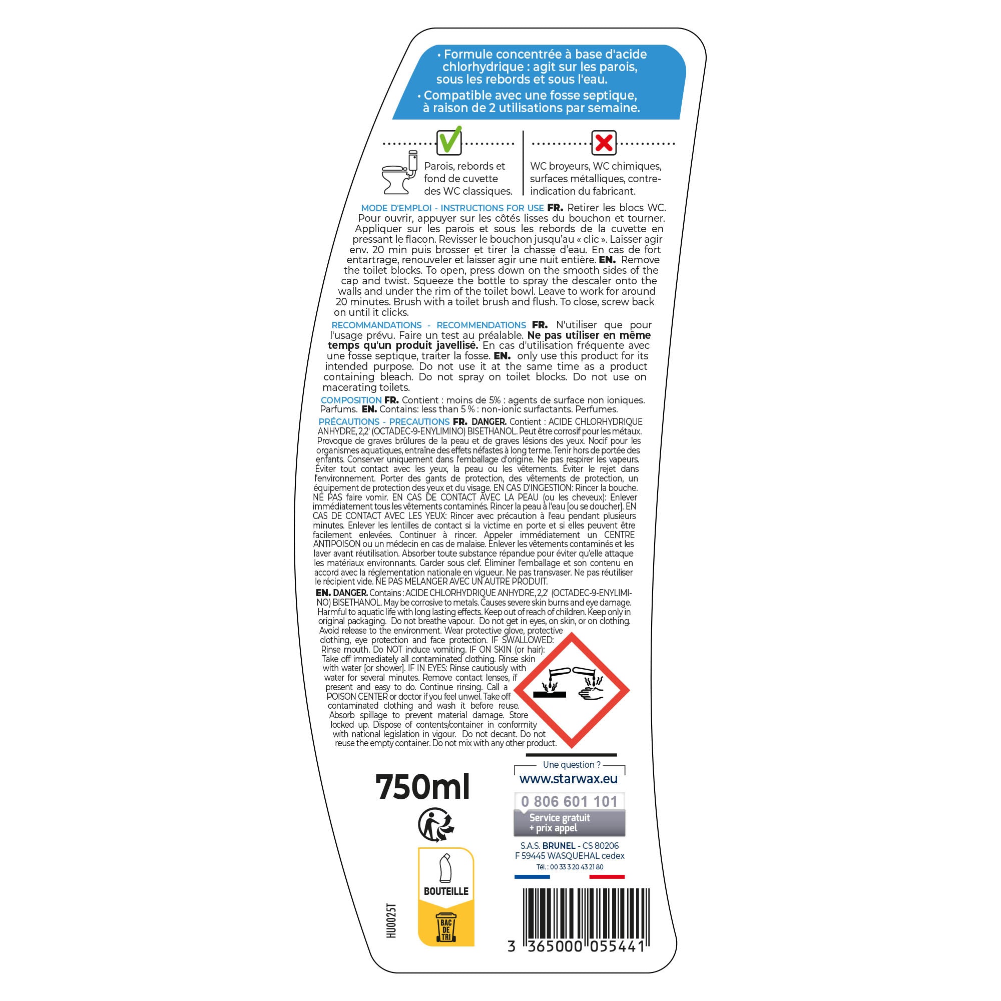 STARWAX - Détartrant surpuissant gel pour WC 750ml