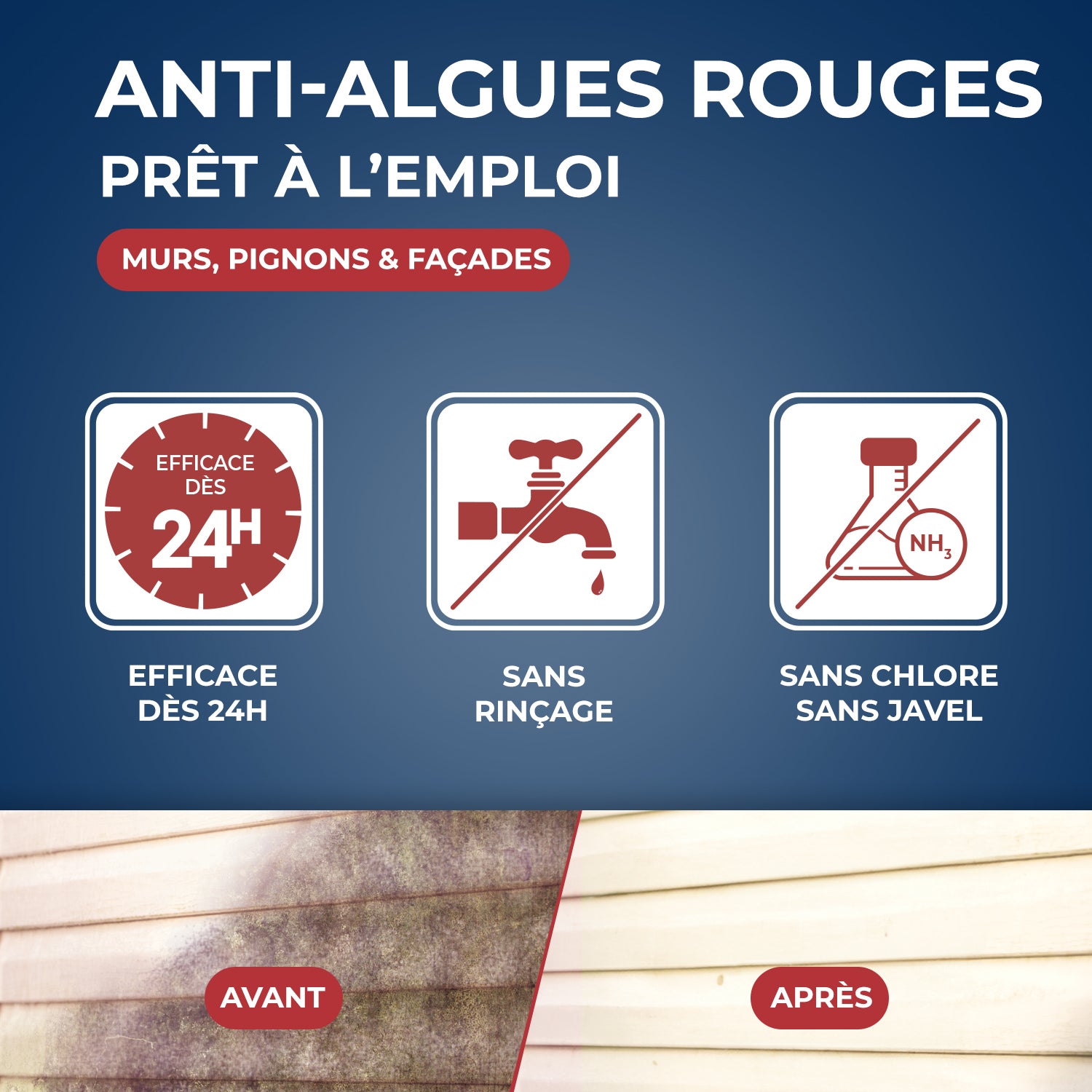 STARWAX - Traitement anti-algues rouges prêt à l'emploi pour murs et façades 6L