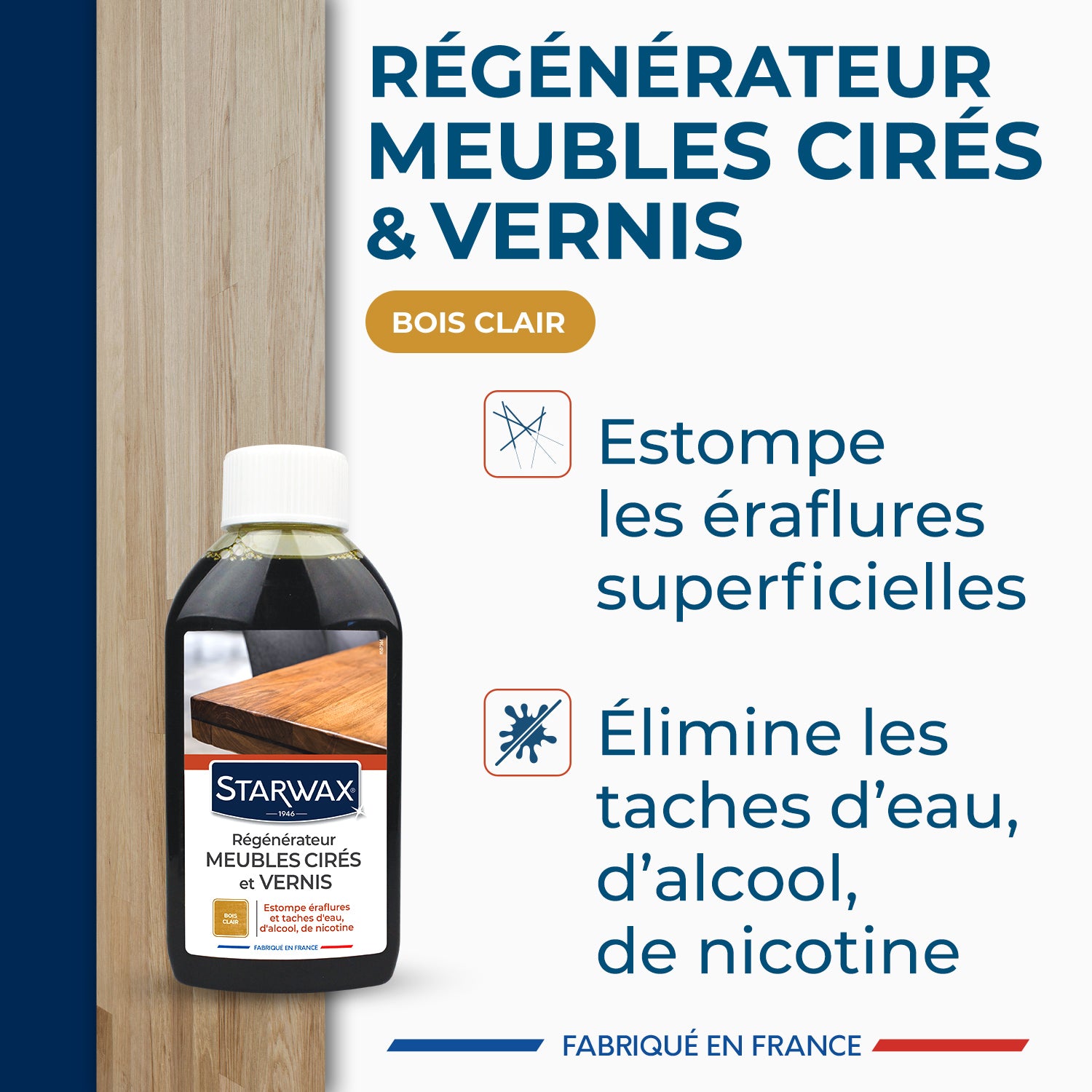 STARWAX - Régénérateur pour meubles cirés et vernis 250ml Bois clair