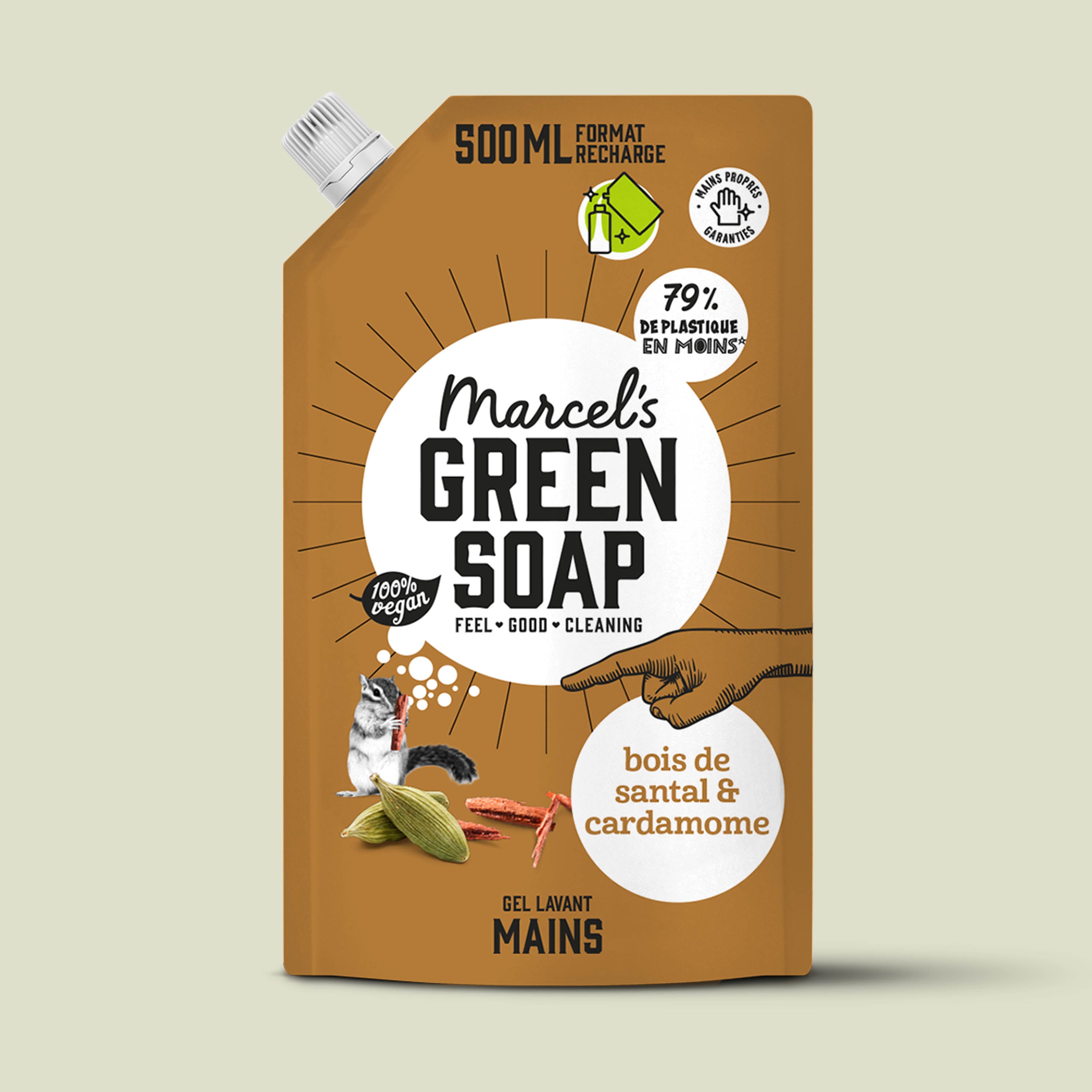 MARCEL'S GREEN SOAP - Recharge Gel Lavant Mains Santal & Cardamome 500ml Santal & Cardamome