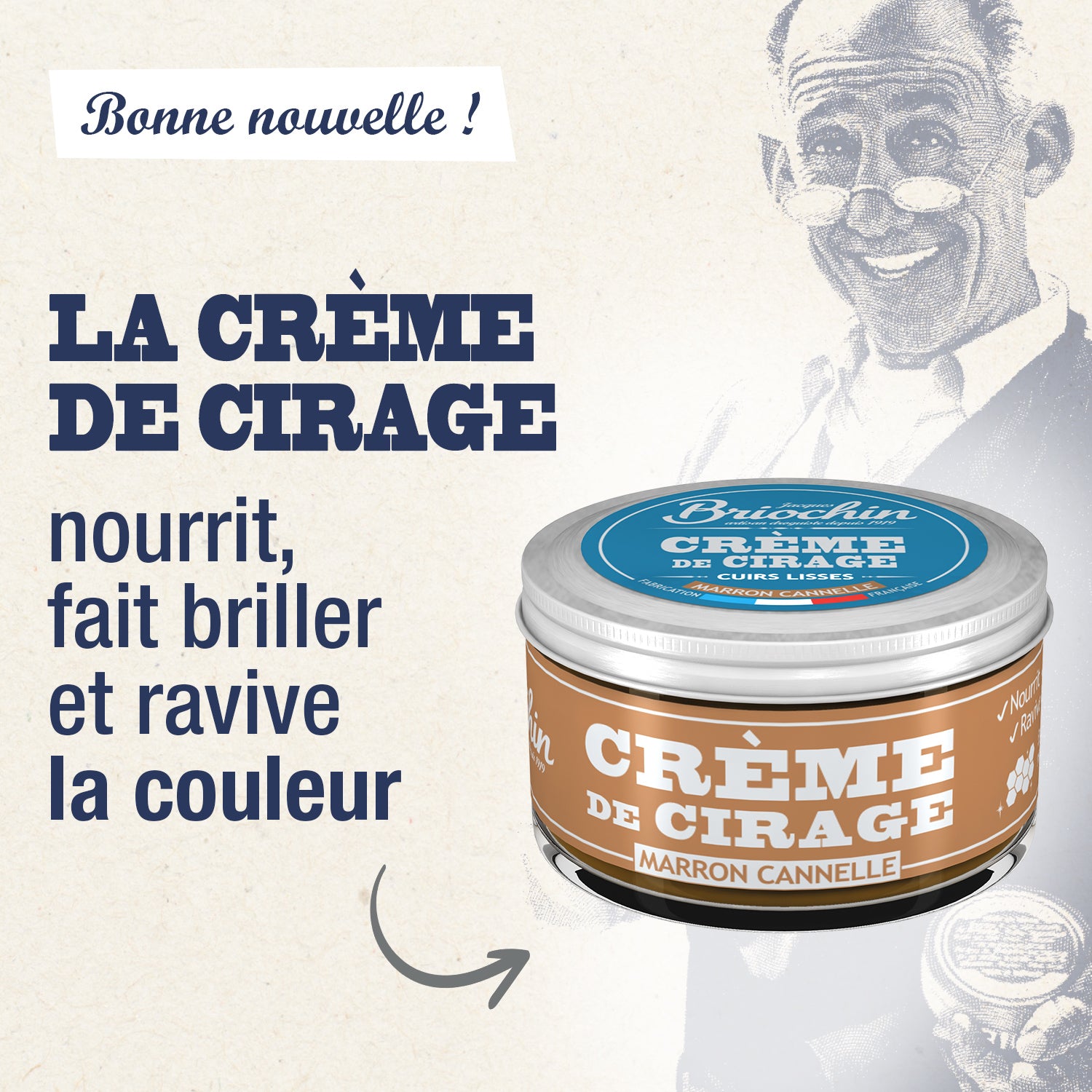 JACQUES BRIOCHIN - Crème de cirage marron cannelle 50ml Couleur marron cannelle