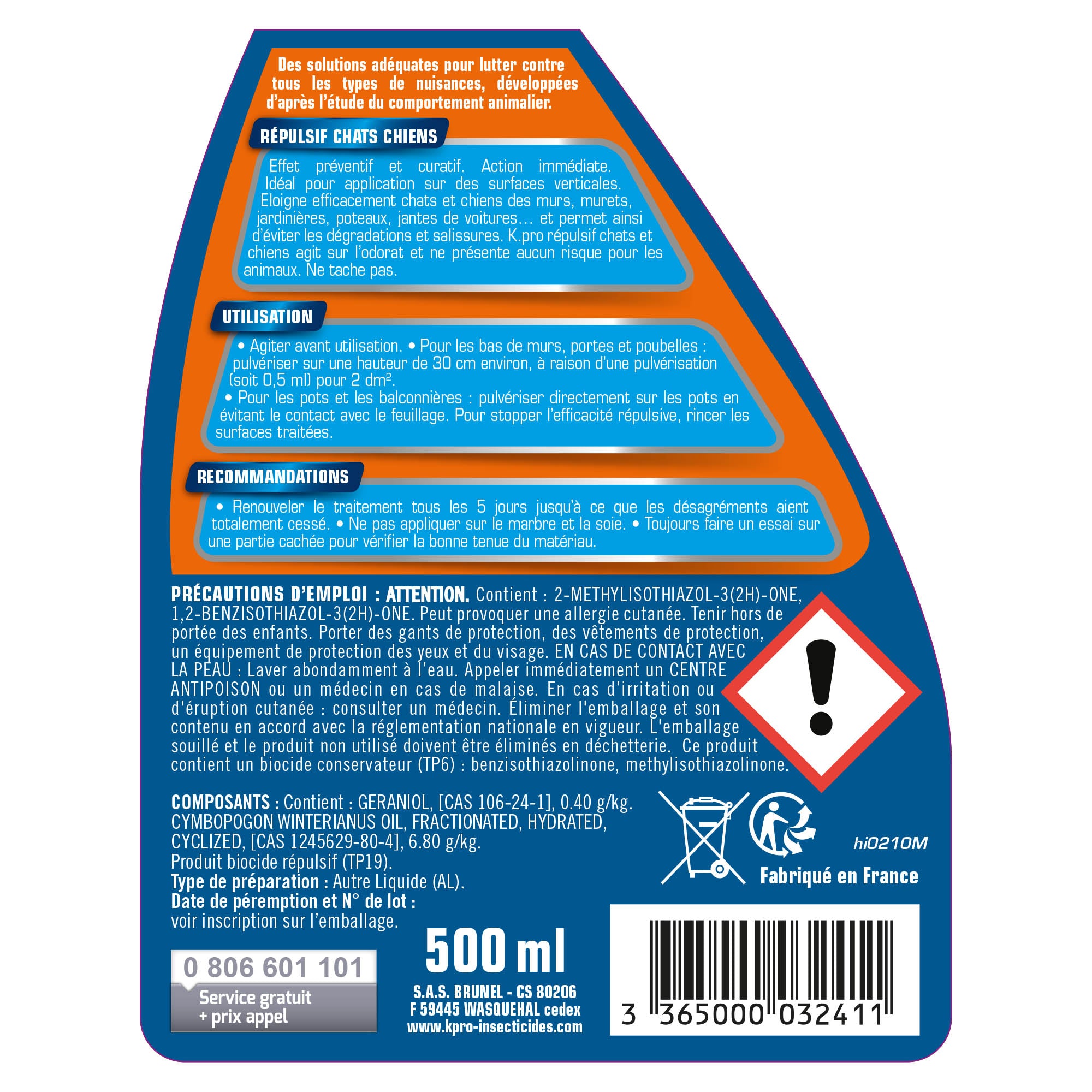 K.PRO - Répulsif chiens et chats 500 ml