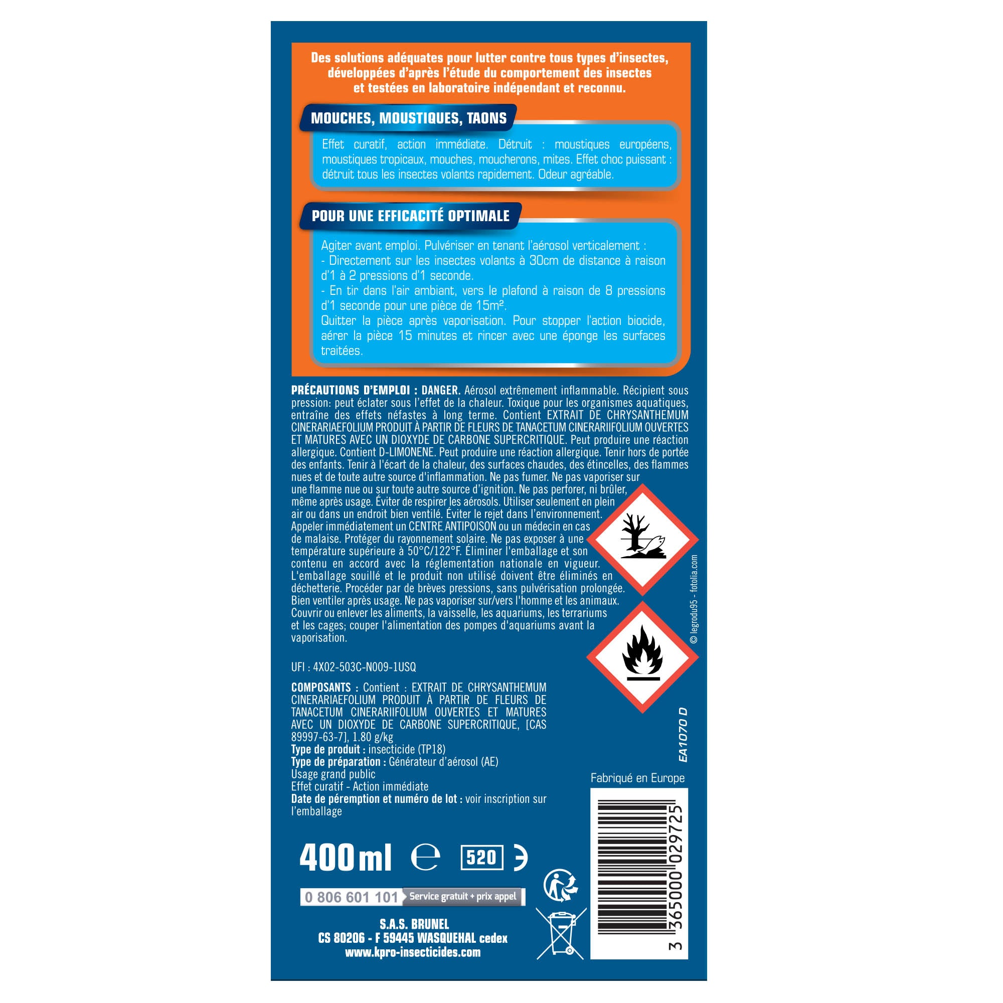 K.PRO - Aérosol insectes volants 750ml