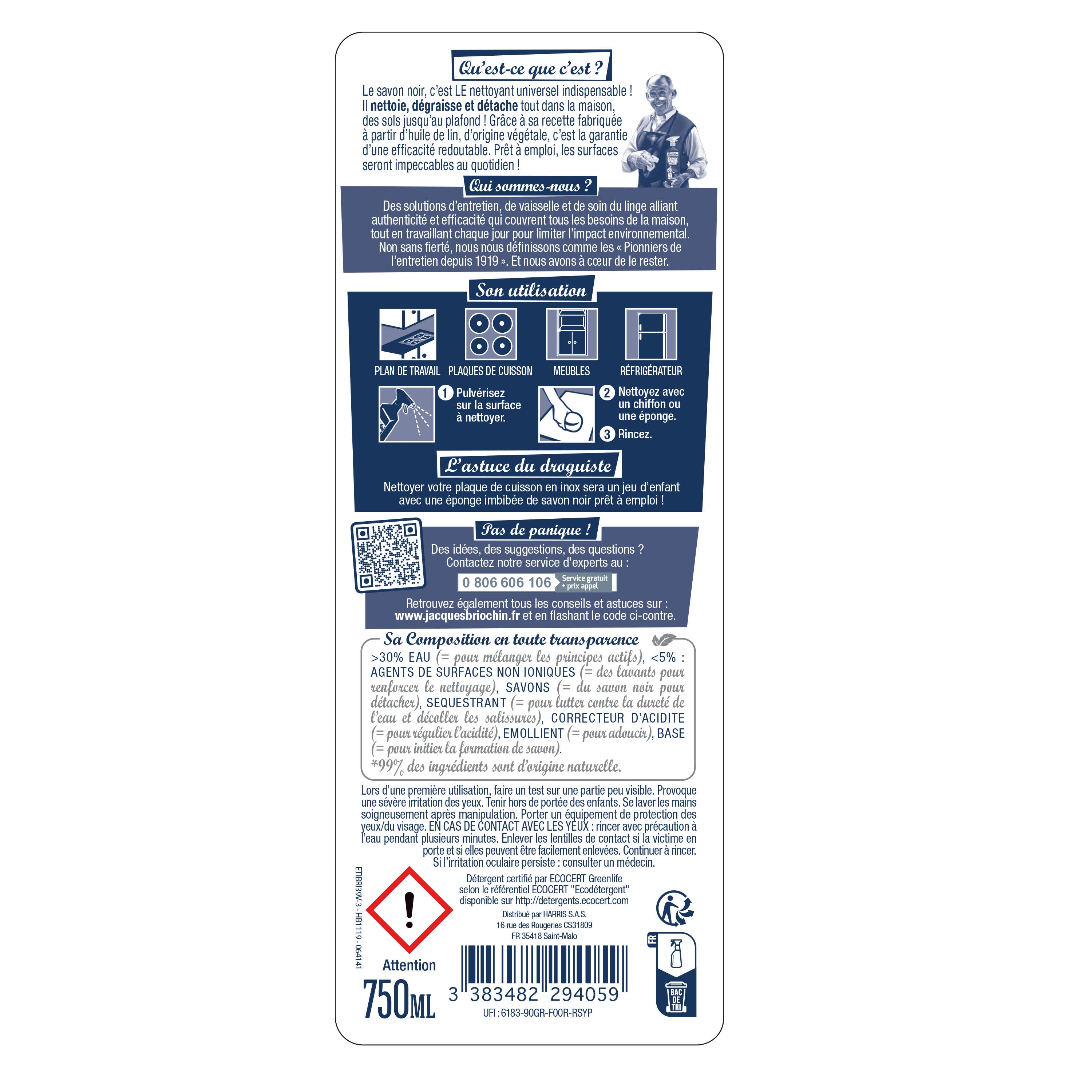 JACQUES BRIOCHIN - Savon noir prêt à l'emploi 750ml