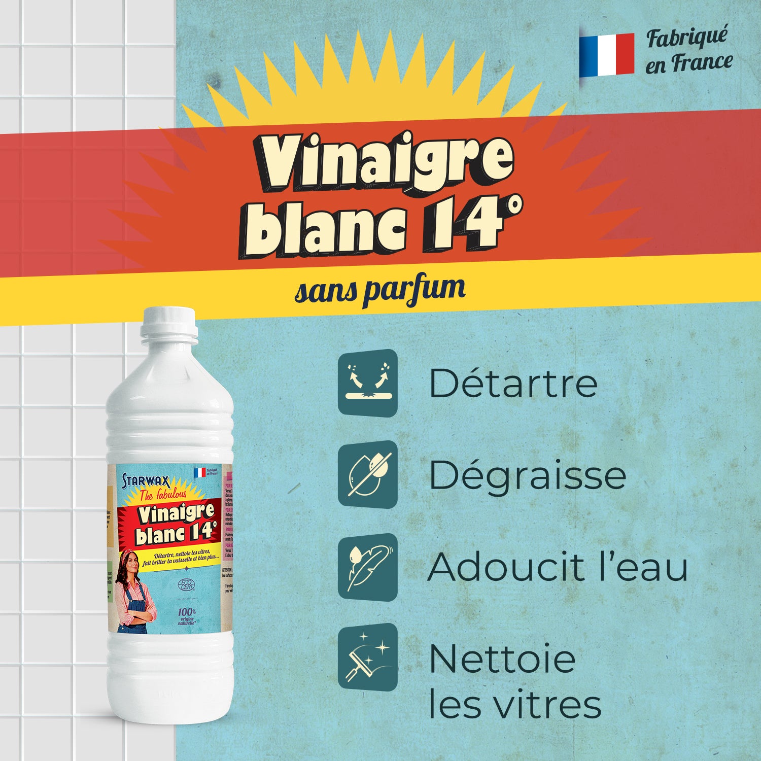 STARWAX FABULOUS - Vinaigre blanc 14° 1L