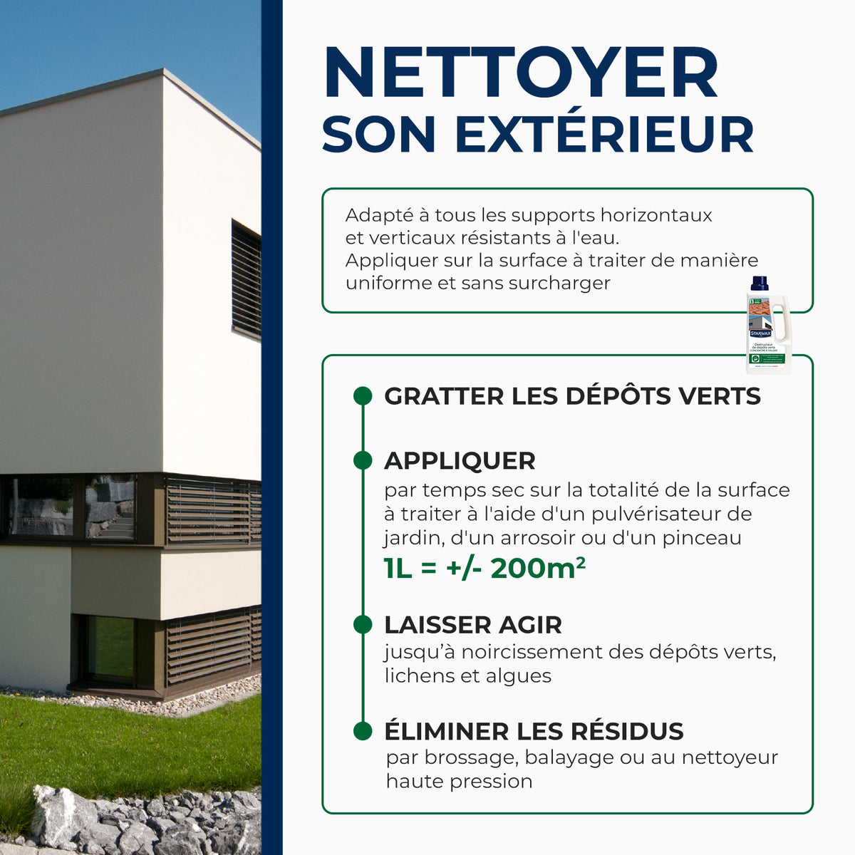 STARWAX - Destructeur de dépôts verts concentré à diluer - grandes surfaces 1L
