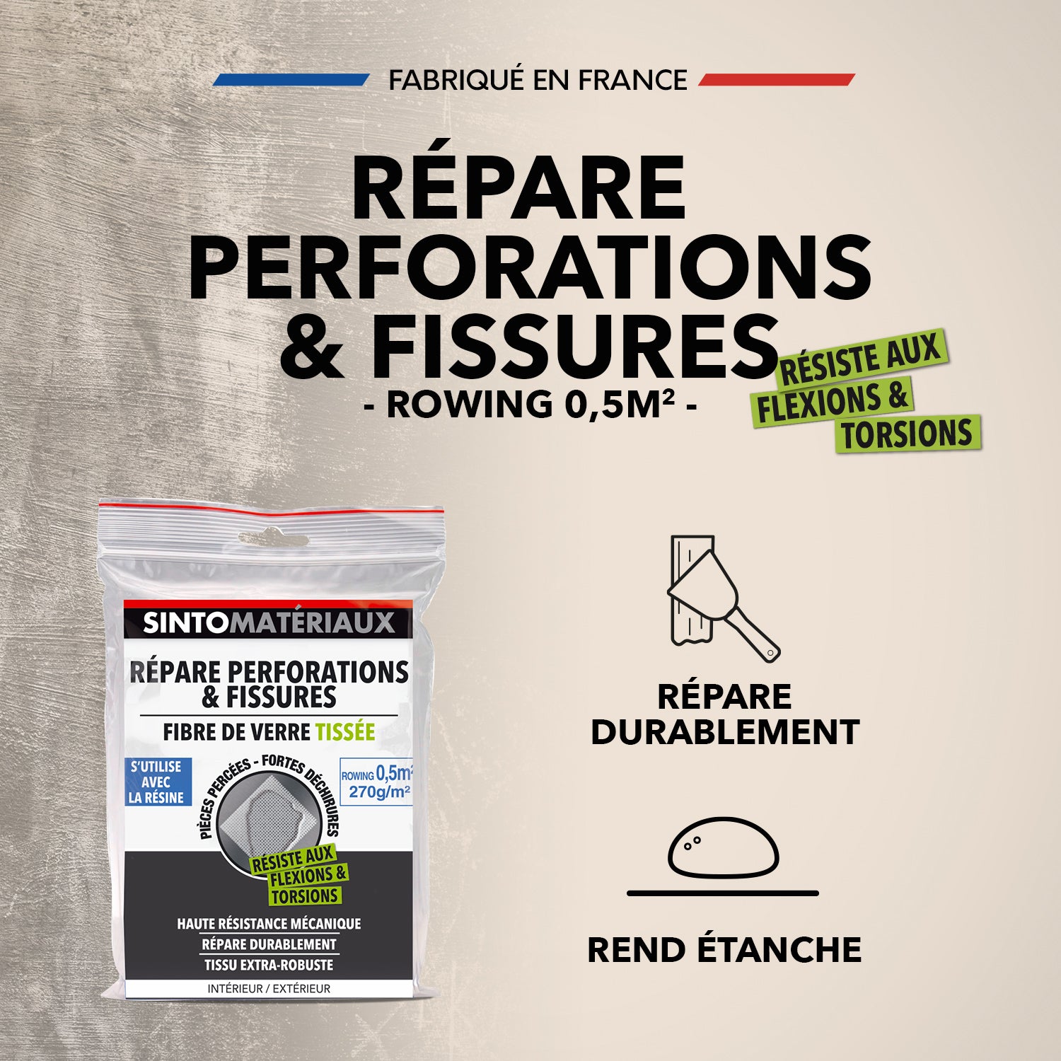 SINTO - Répare perforations (tissu fibre verre tissée 270g) 270g