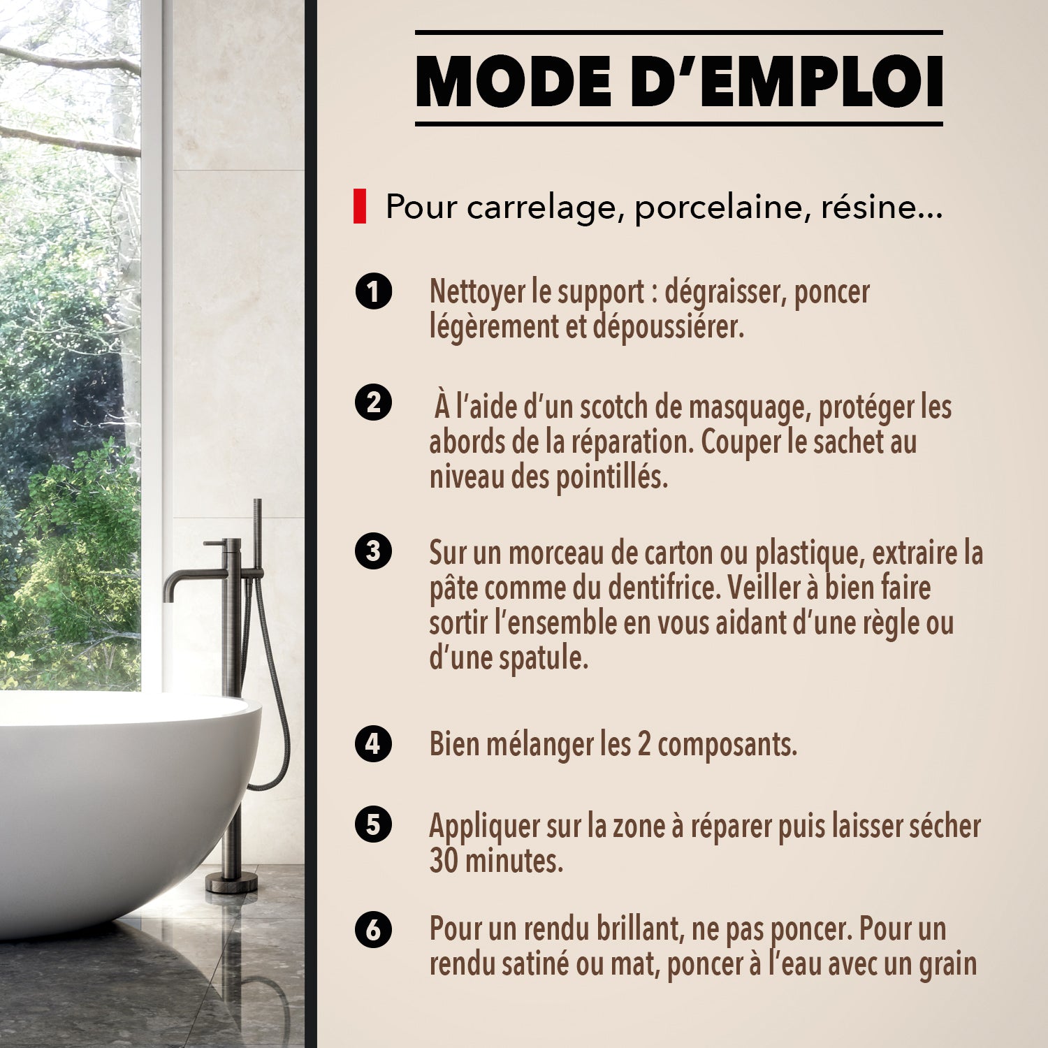 SINTO - Répare faïence, émail, céramique 15g Blanc