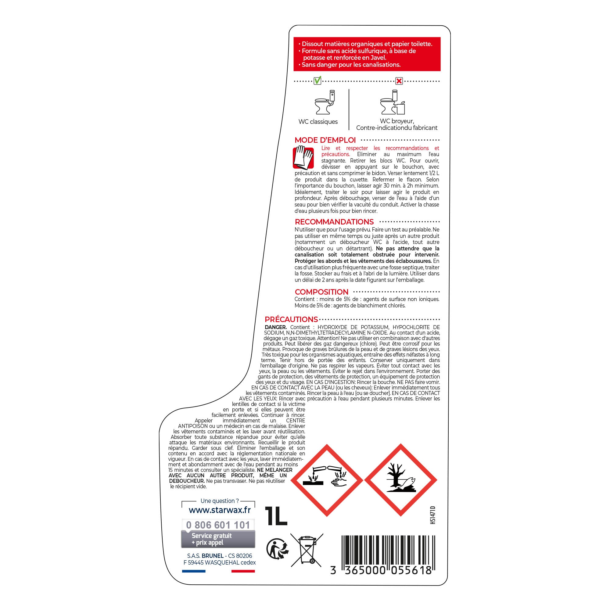 STARWAX - Déboucheur spécial WC 1L