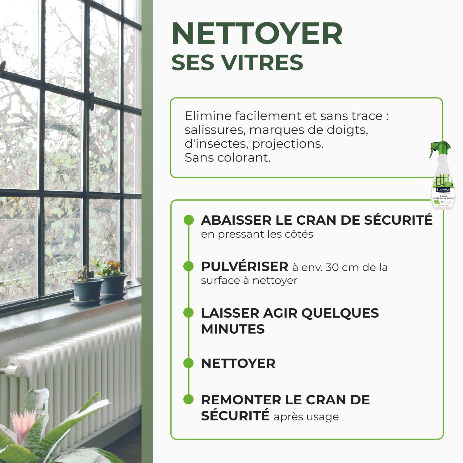 STARWAX SOLUVERT - Nettoyant spécial vitres et miroirs
500ml