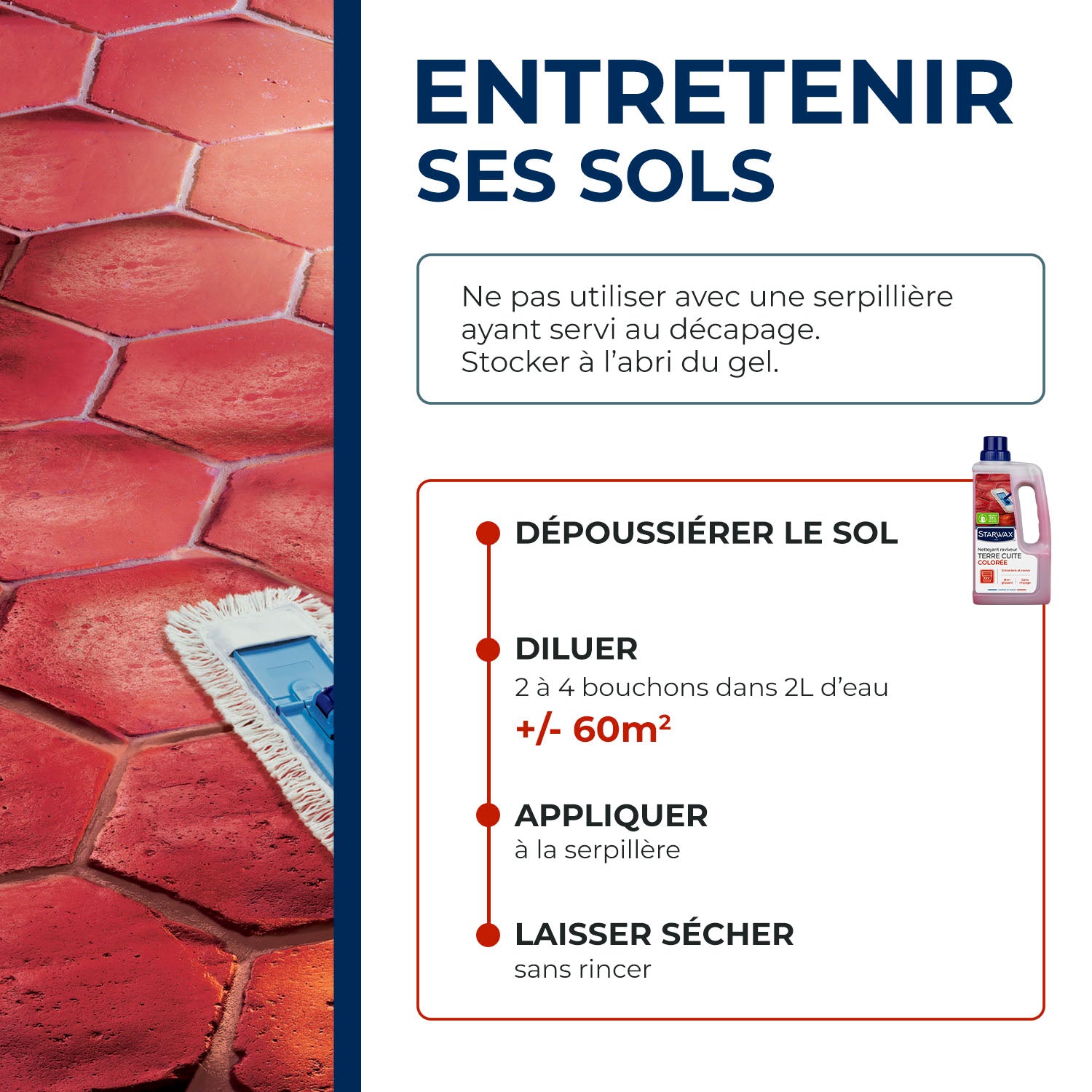 STARWAX - Nettoyant raviveur coloré pour tomettes et terres cuites 1L