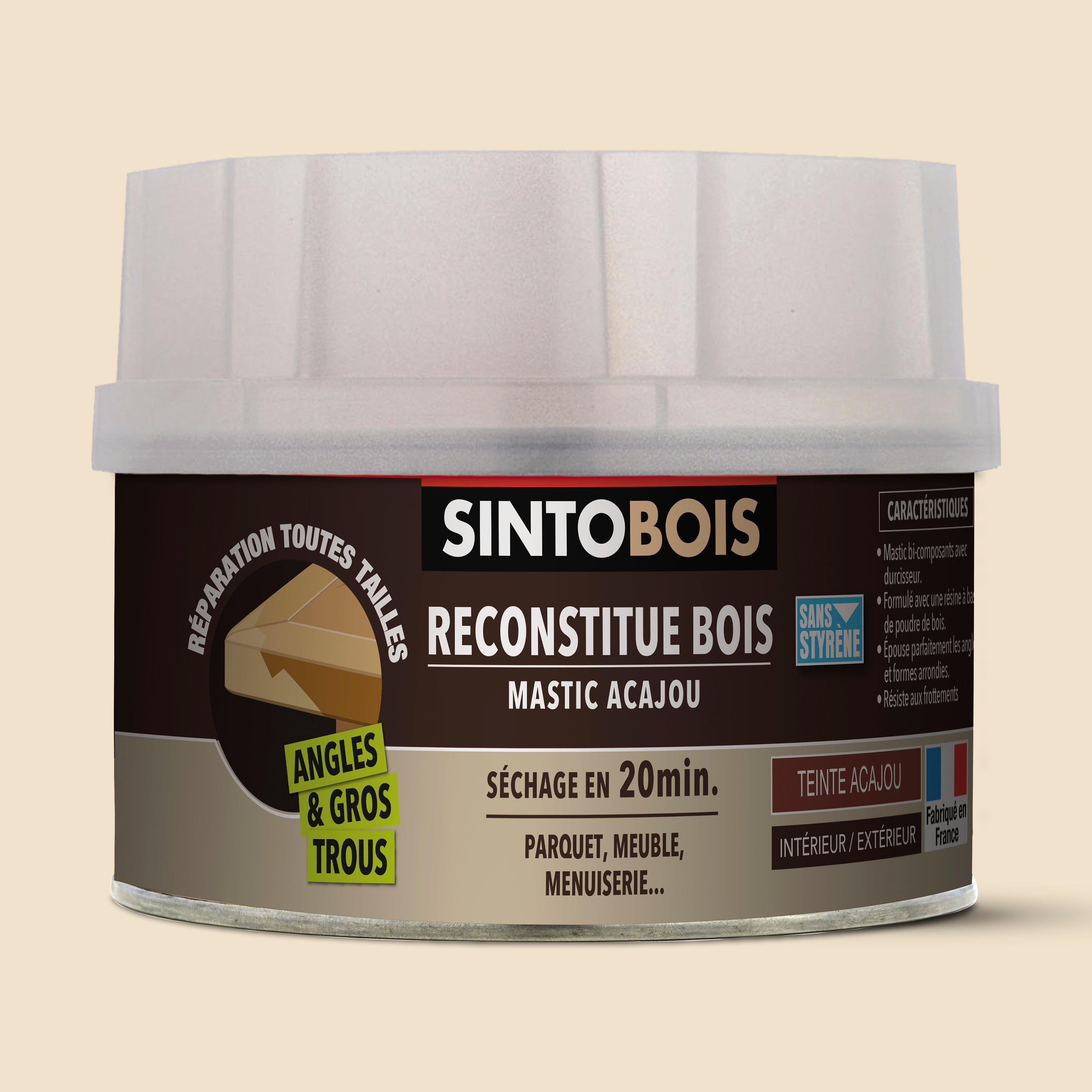 SINTO - Reconstitue angles et gros trous 500ml Chêne