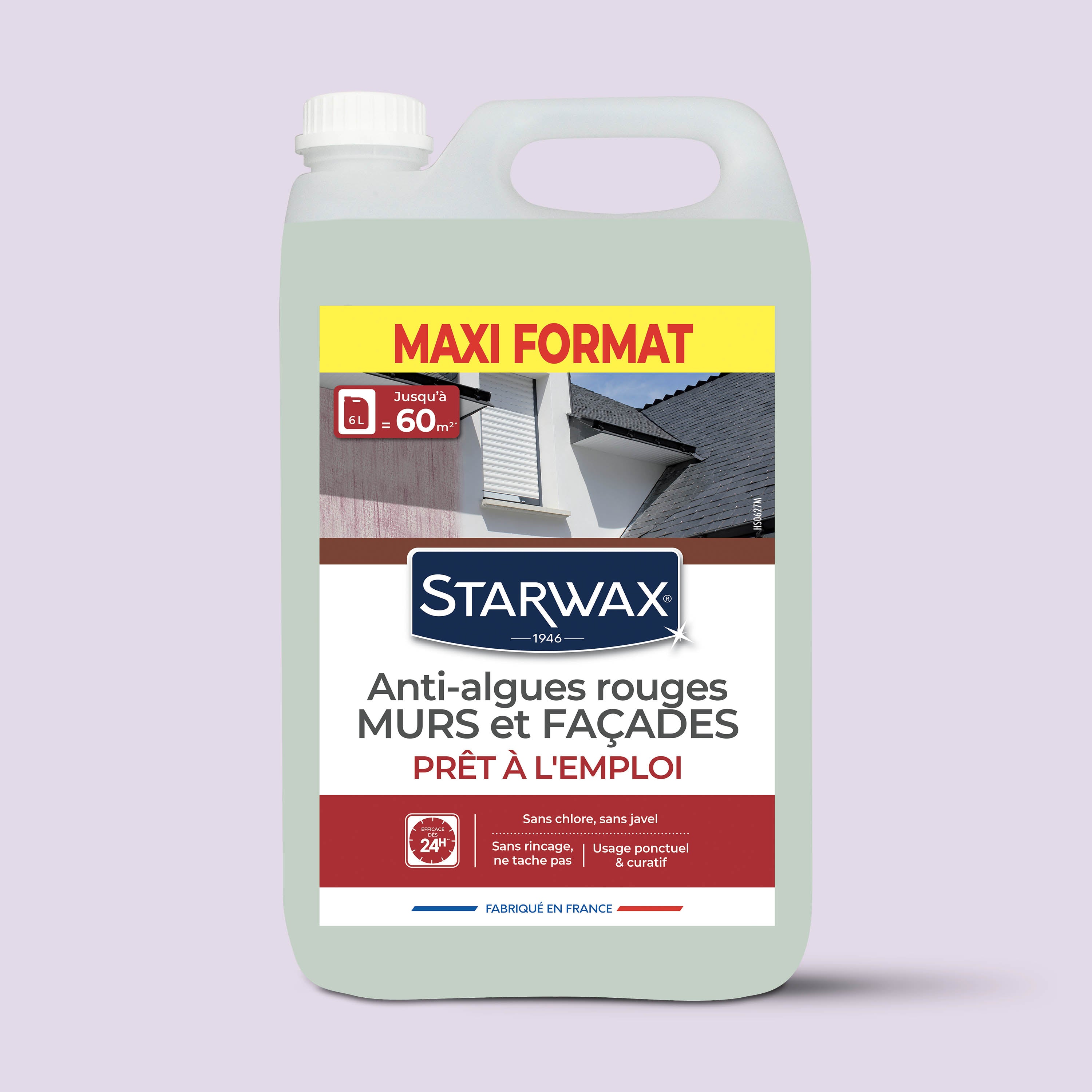 STARWAX - Traitement anti-algues rouges prêt à l'emploi pour murs et façades 6L