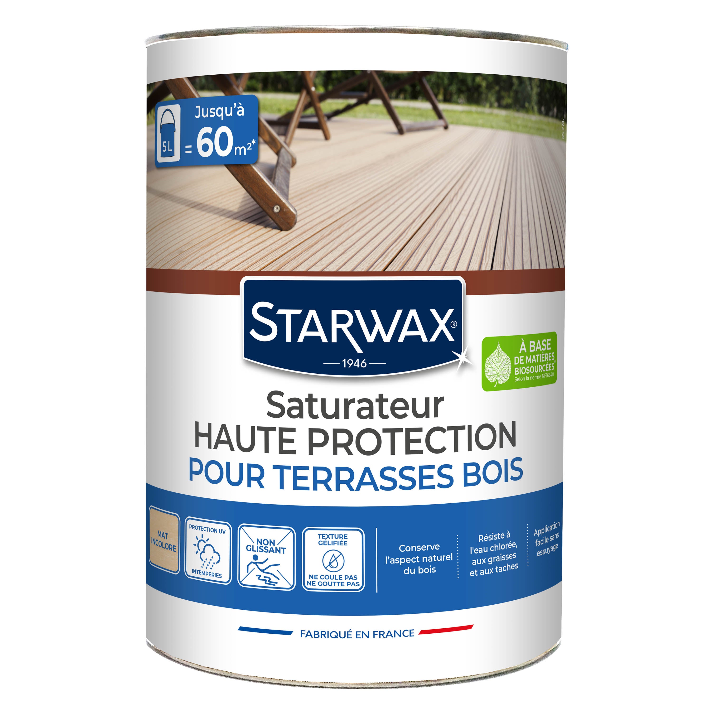 STARWAX - Saturateur Haute protection pour terrasses bois
1L Teck