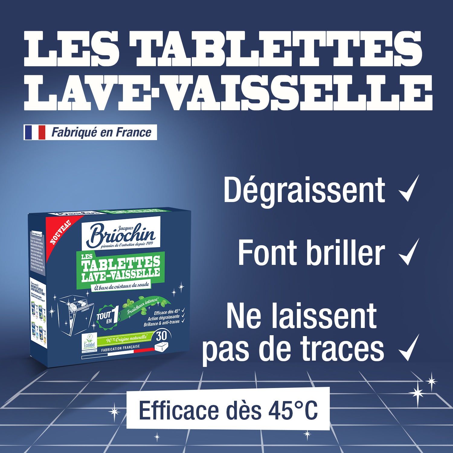 JACQUES BRIOCHIN - Les tablettes lave-vaisselle parfum menthe 30 tablettes Menthe