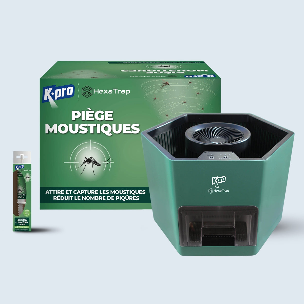 K.PRO - Piège électrique à moustiques et moustiques tigres + 1 seringue d'attractif 1 Piège + 1 seringue d'attractif