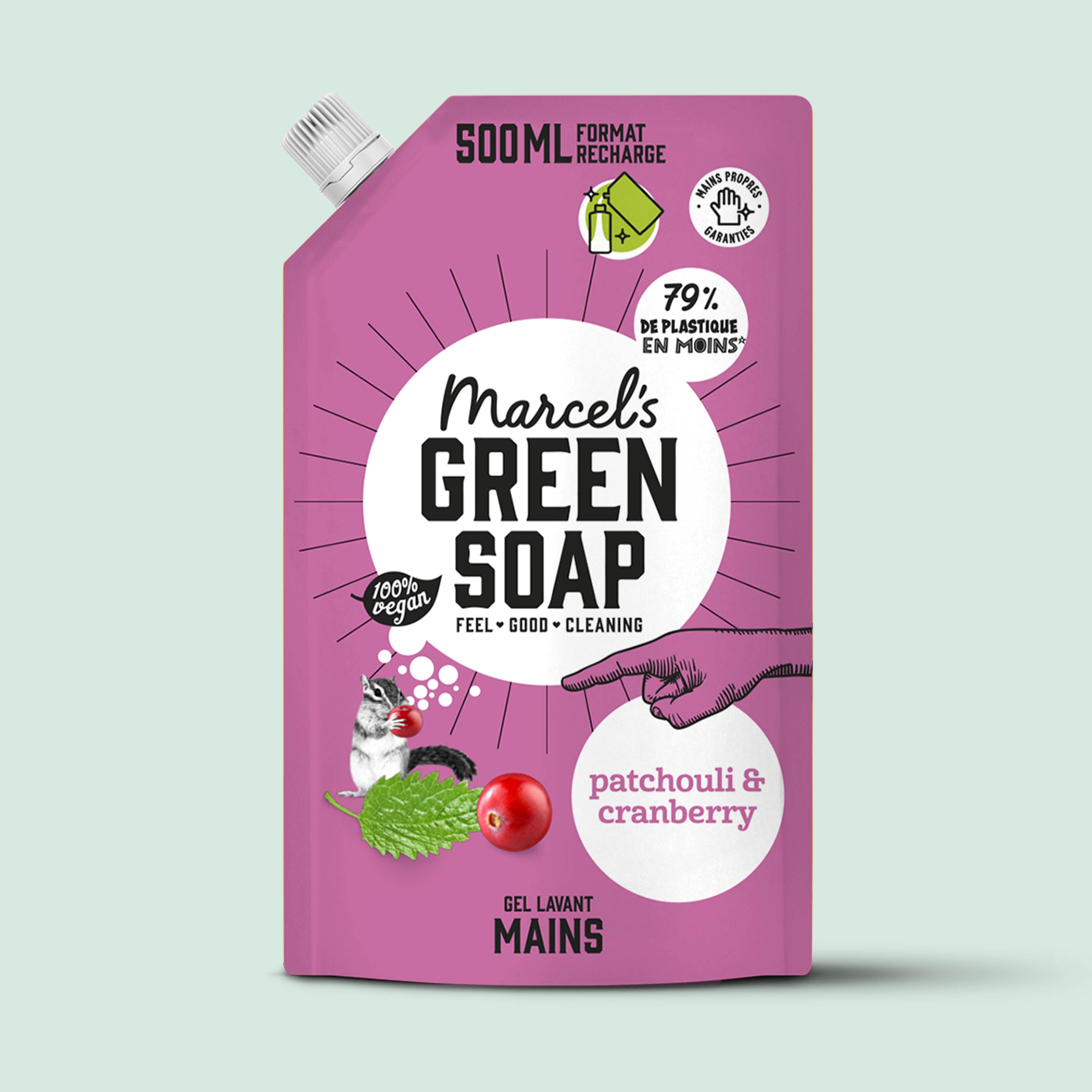 MARCEL'S GREEN SOAP - Recharge Gel Lavant Mains Patchouli & Cranberry 500ml Patchouli & Cranberry