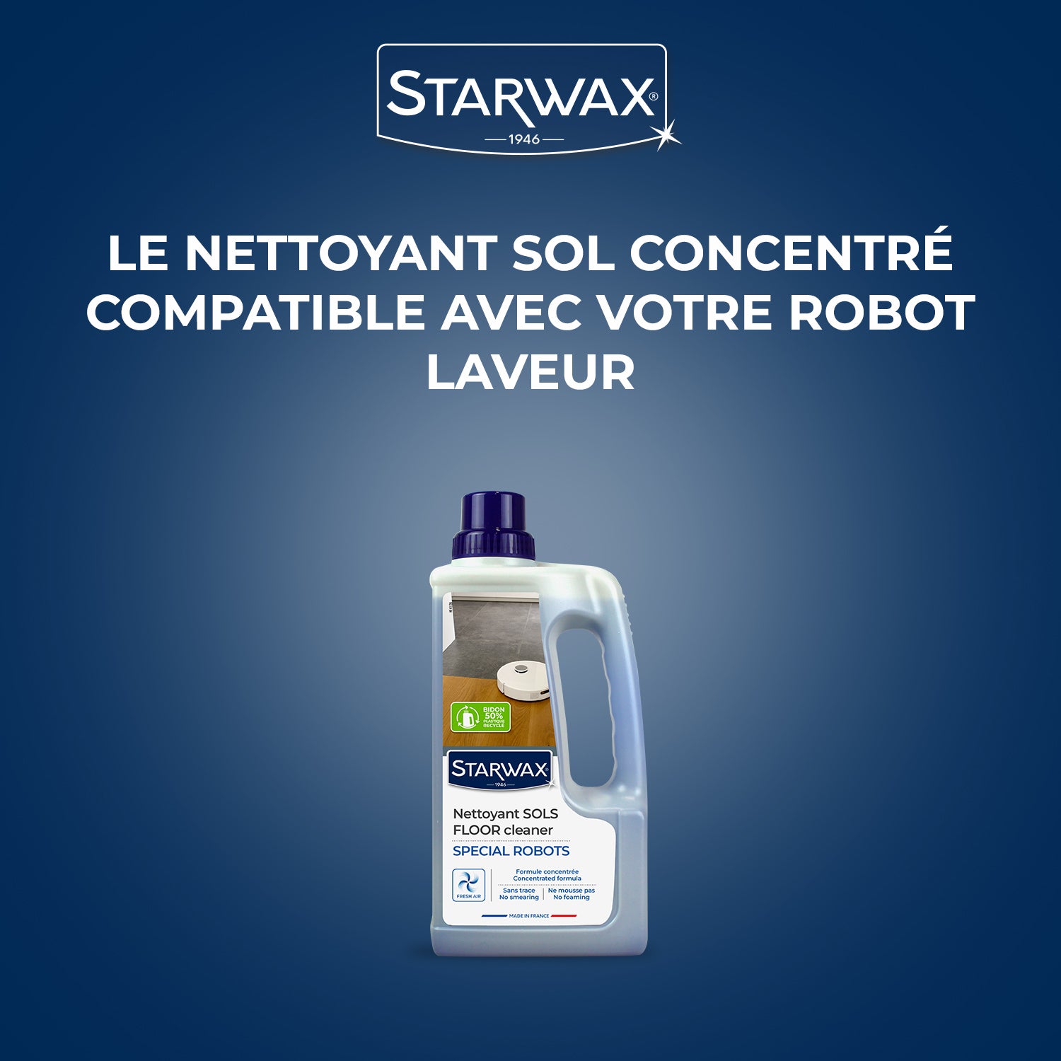 STARWAX - Nettoyant sols SPECIAL ROBOTS 1L Parfum brise marine (parfum de synthèse)