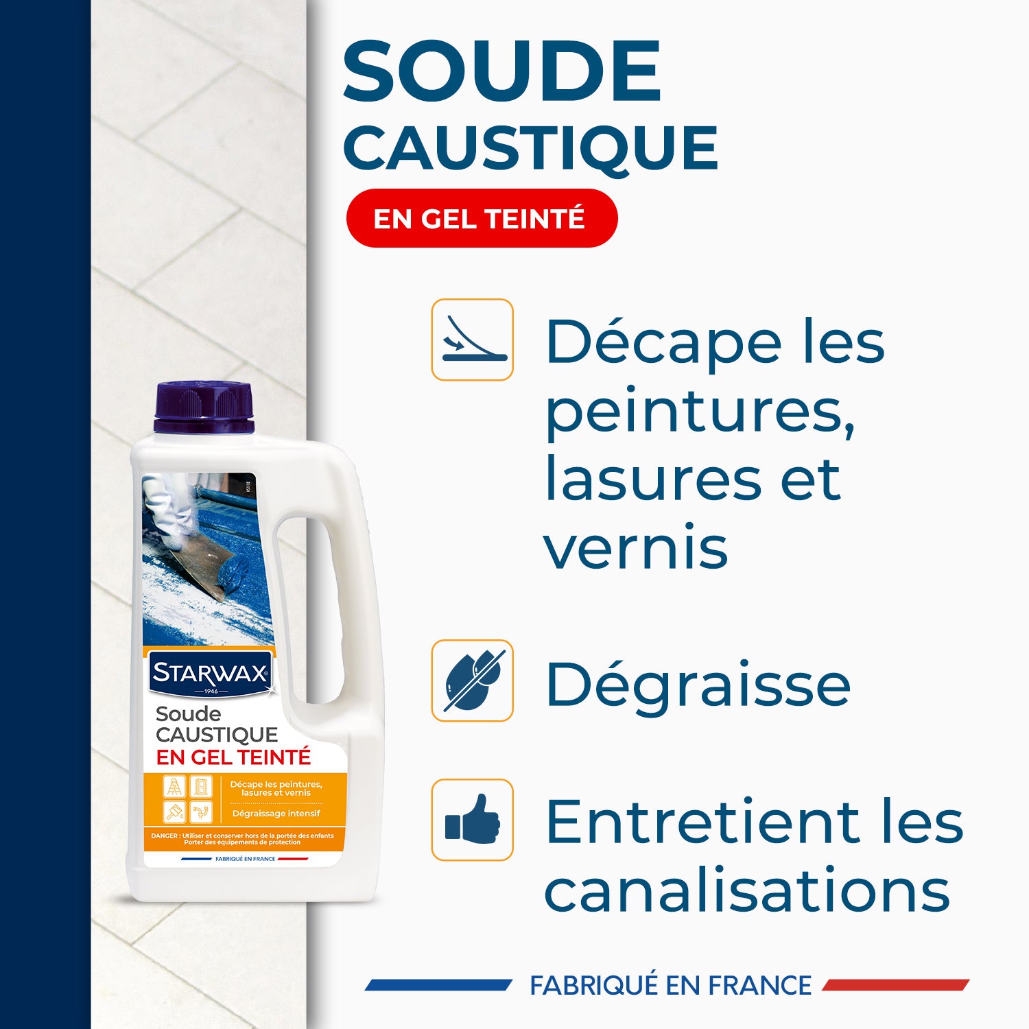 STARWAX - Soude caustique en gel teinté 1L 1L