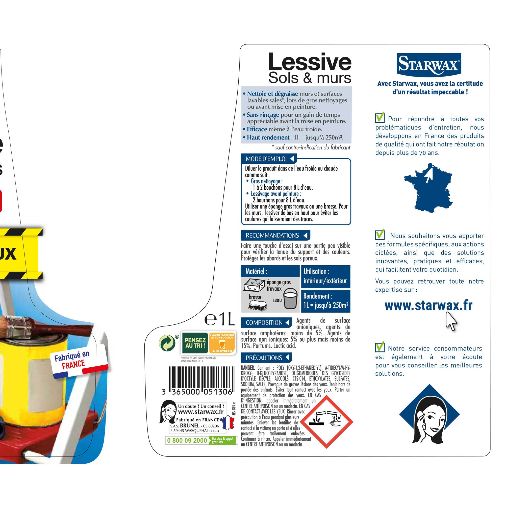 STARWAX - Lessive sols et murs 1L
