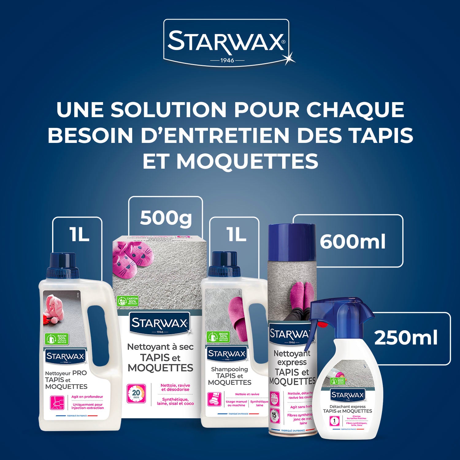 STARWAX - Shampooing raviveur pour tapis et moquettes
1L