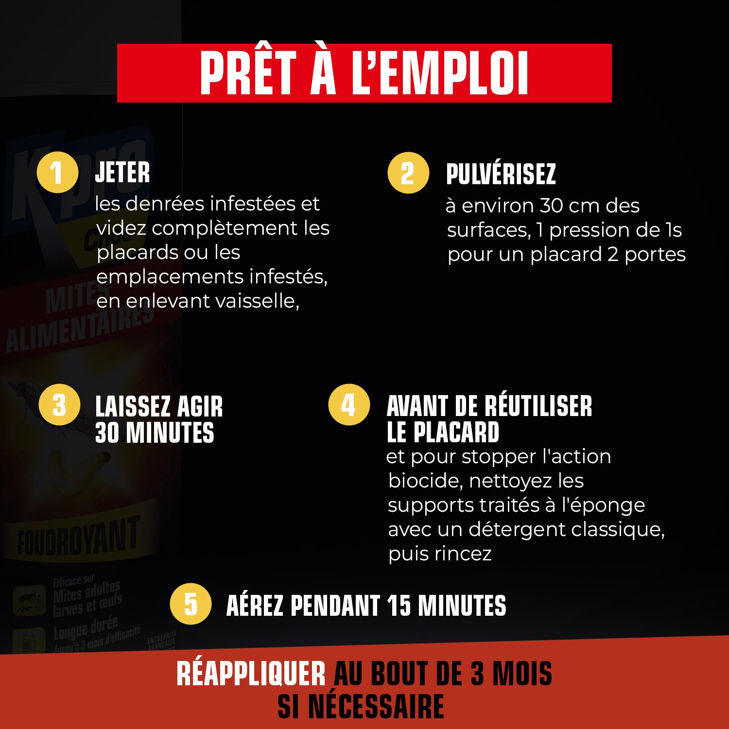 K.PRO - Aérosol foudroyant mites alimentaires 250ml