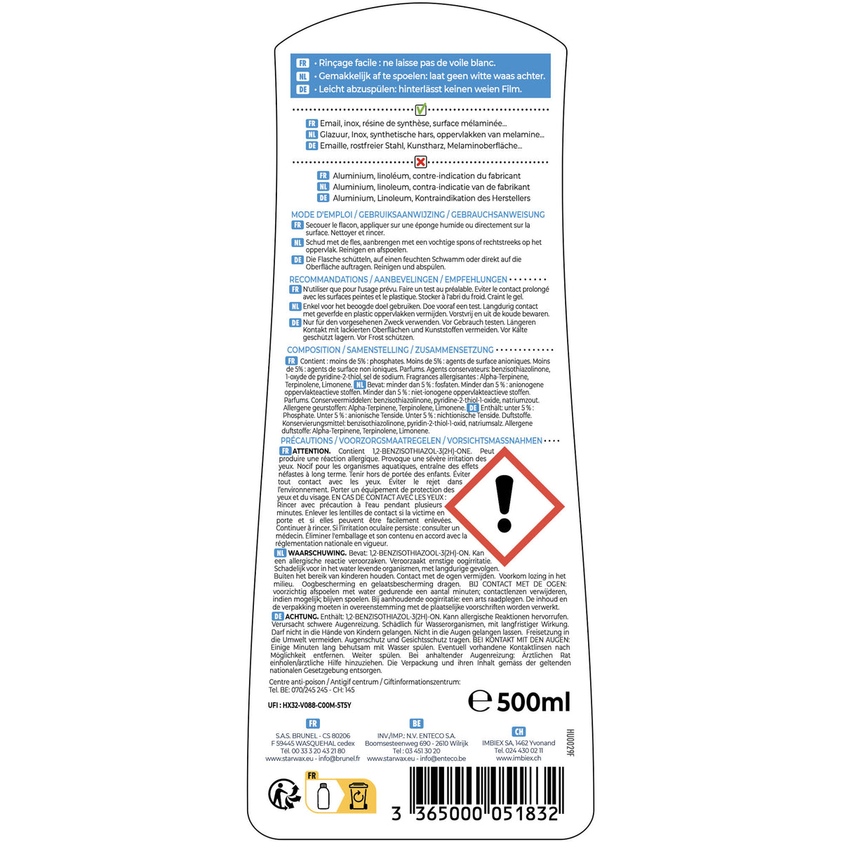 STARWAX - Crème à récurer 500ml Citron