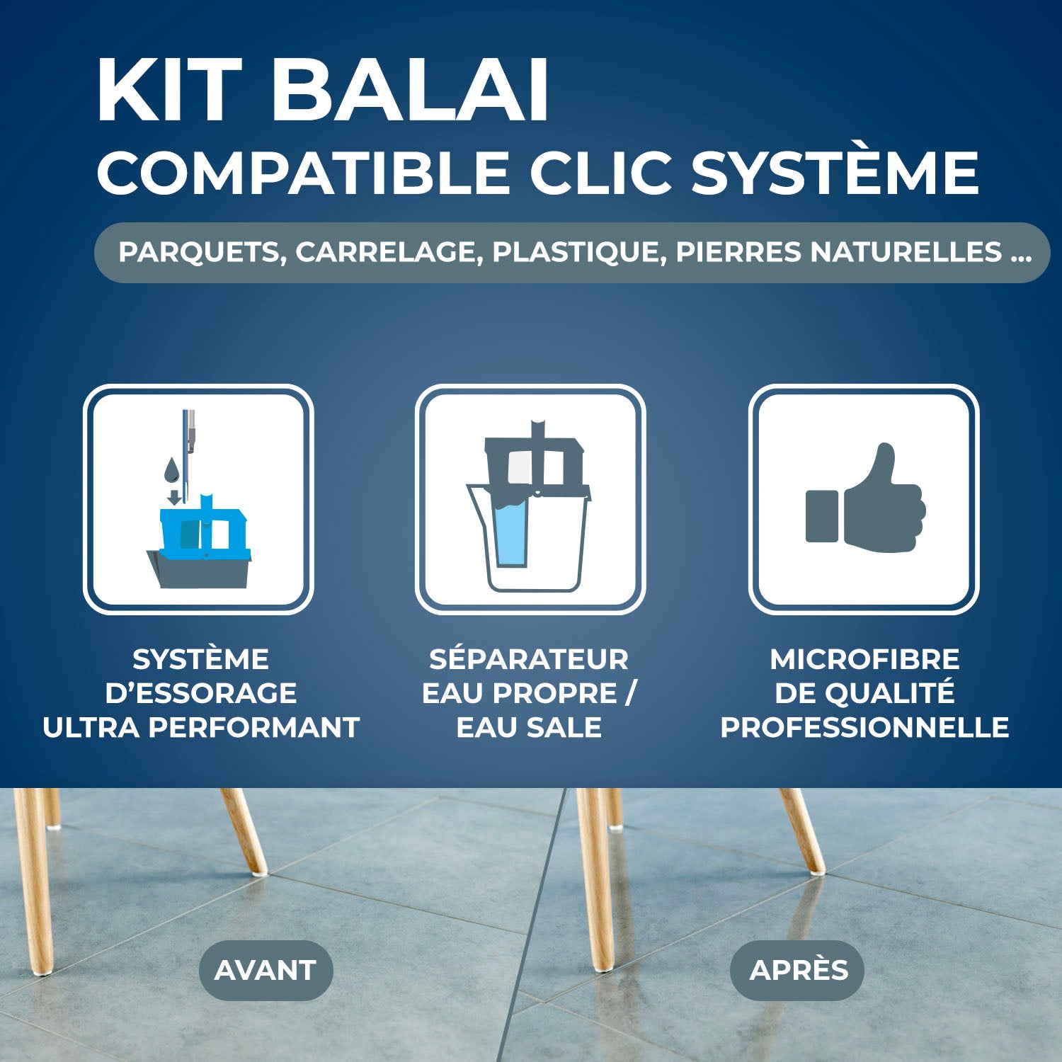 STARWAX - Kit balai mains sèche Clic système X1
