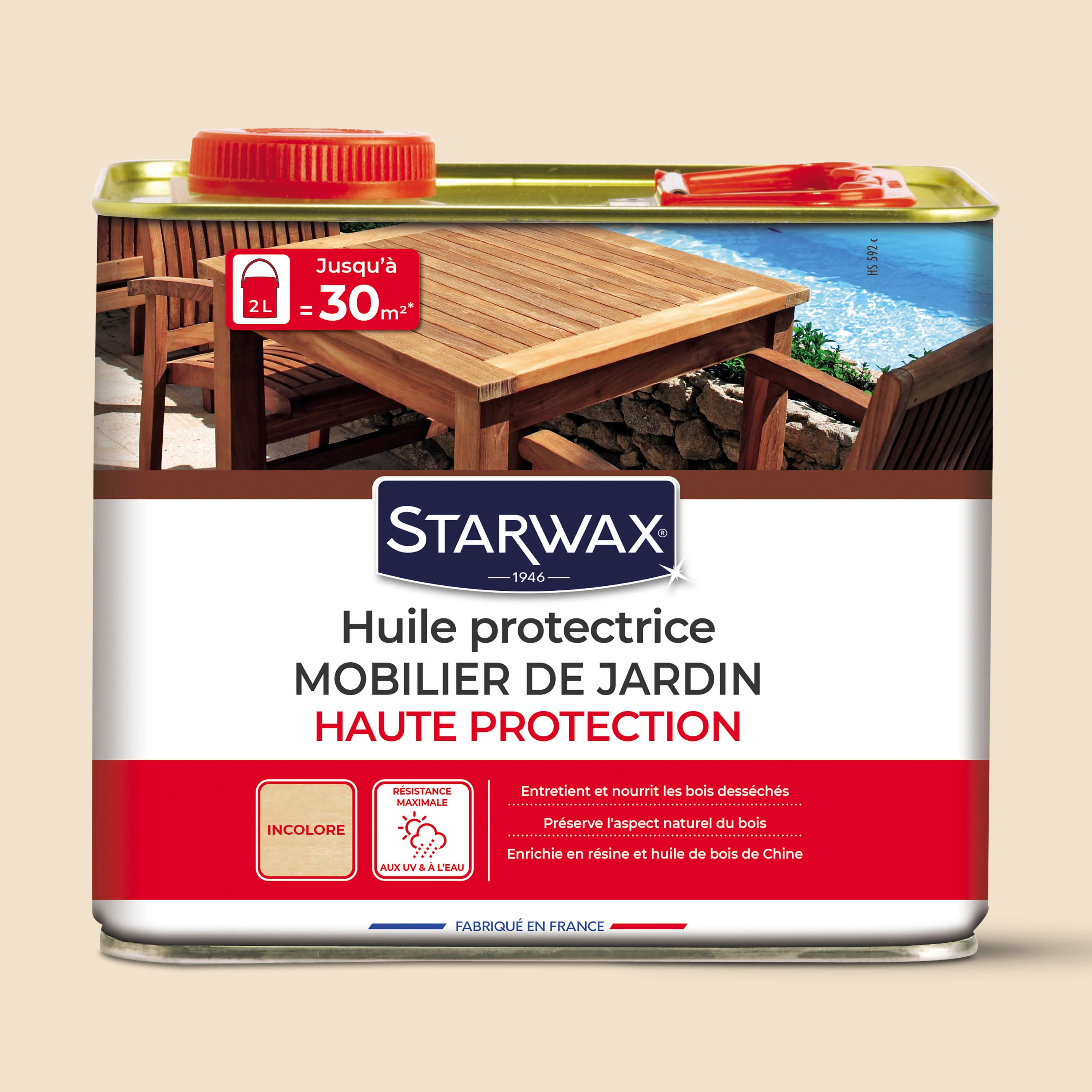 Huile haute protection pour mobilier de jardin en bois
