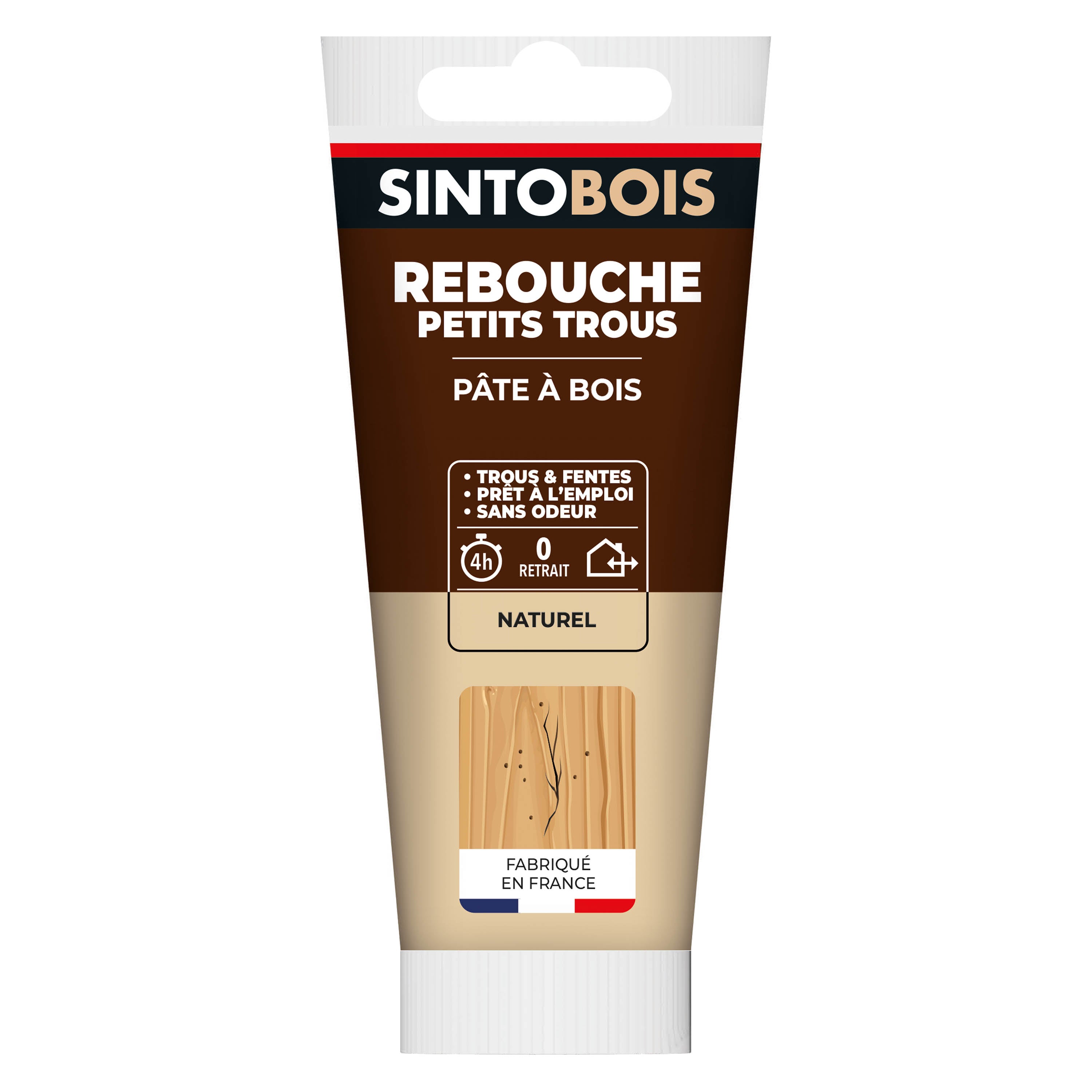SINTO - Rebouche imperfections - Pâte à bois naturel 80g Blanc