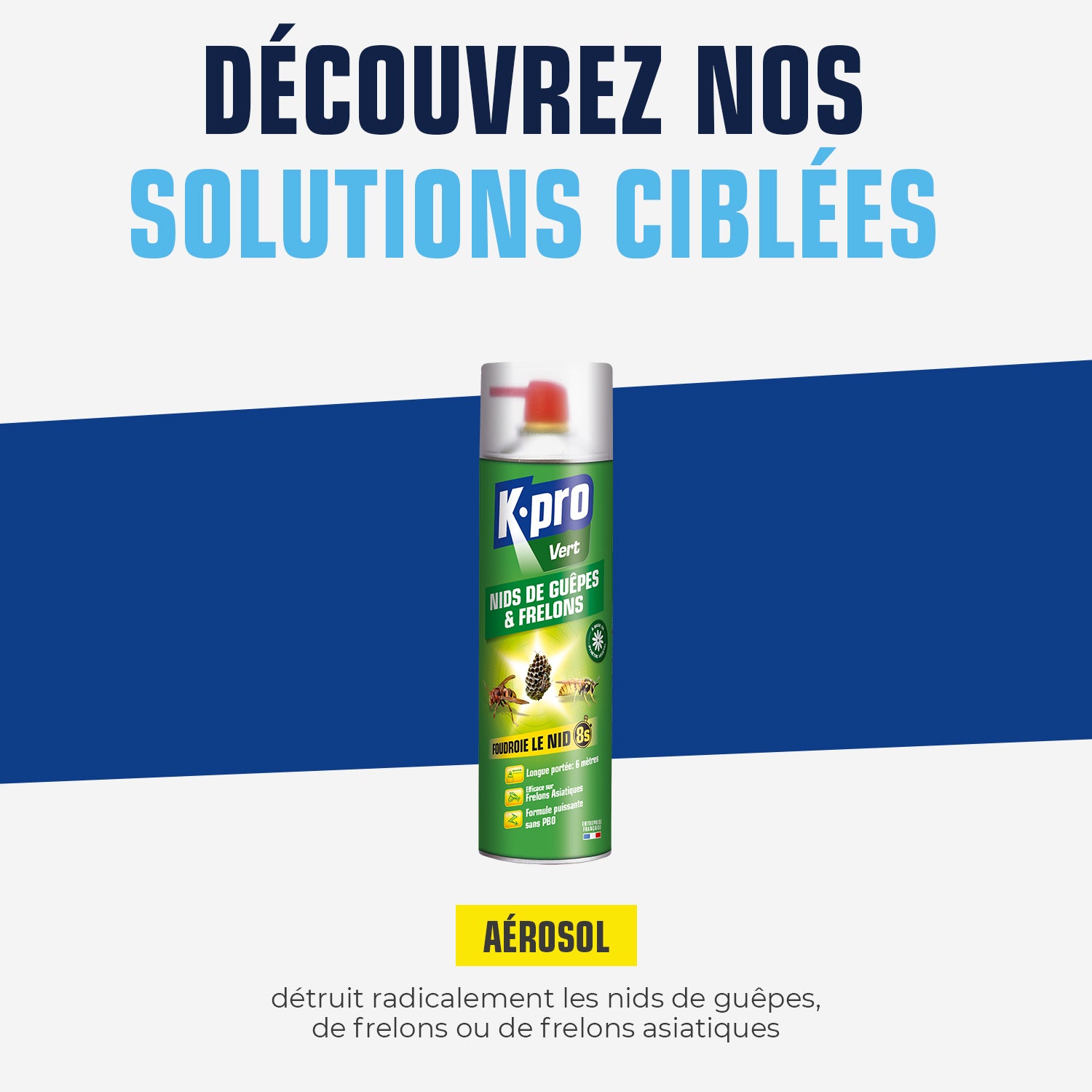 K.PRO - Aérosol foudroyant nids de guêpes et frelons 500ml