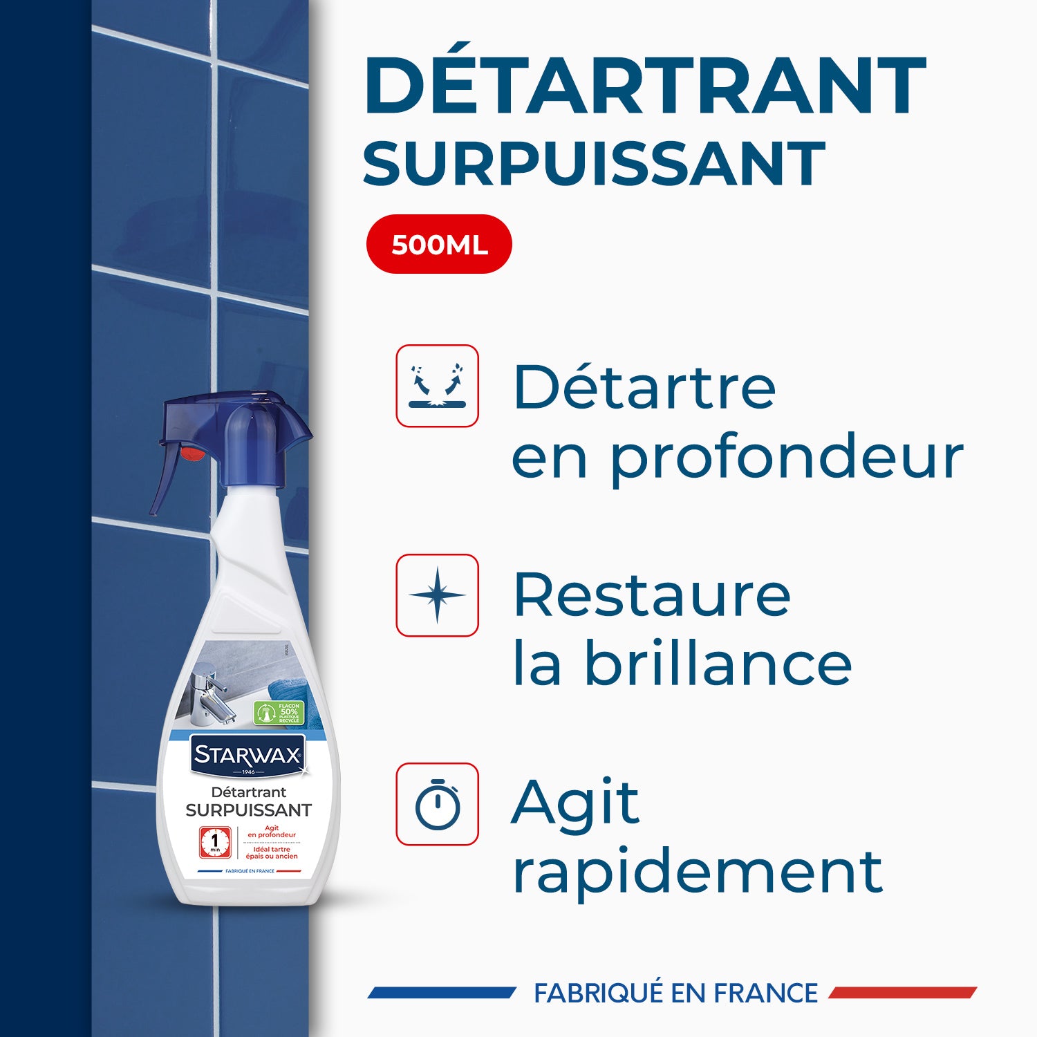 STARWAX - Détartrant surpuissant pour salle de bains 500ml