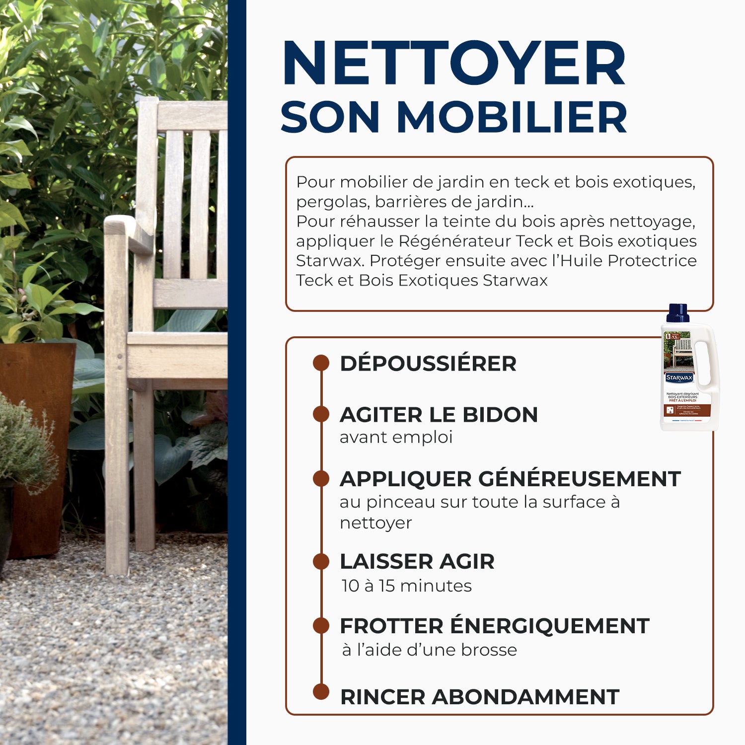 STARWAX - Nettoyant dégrisant pour bois extérieurs 1L