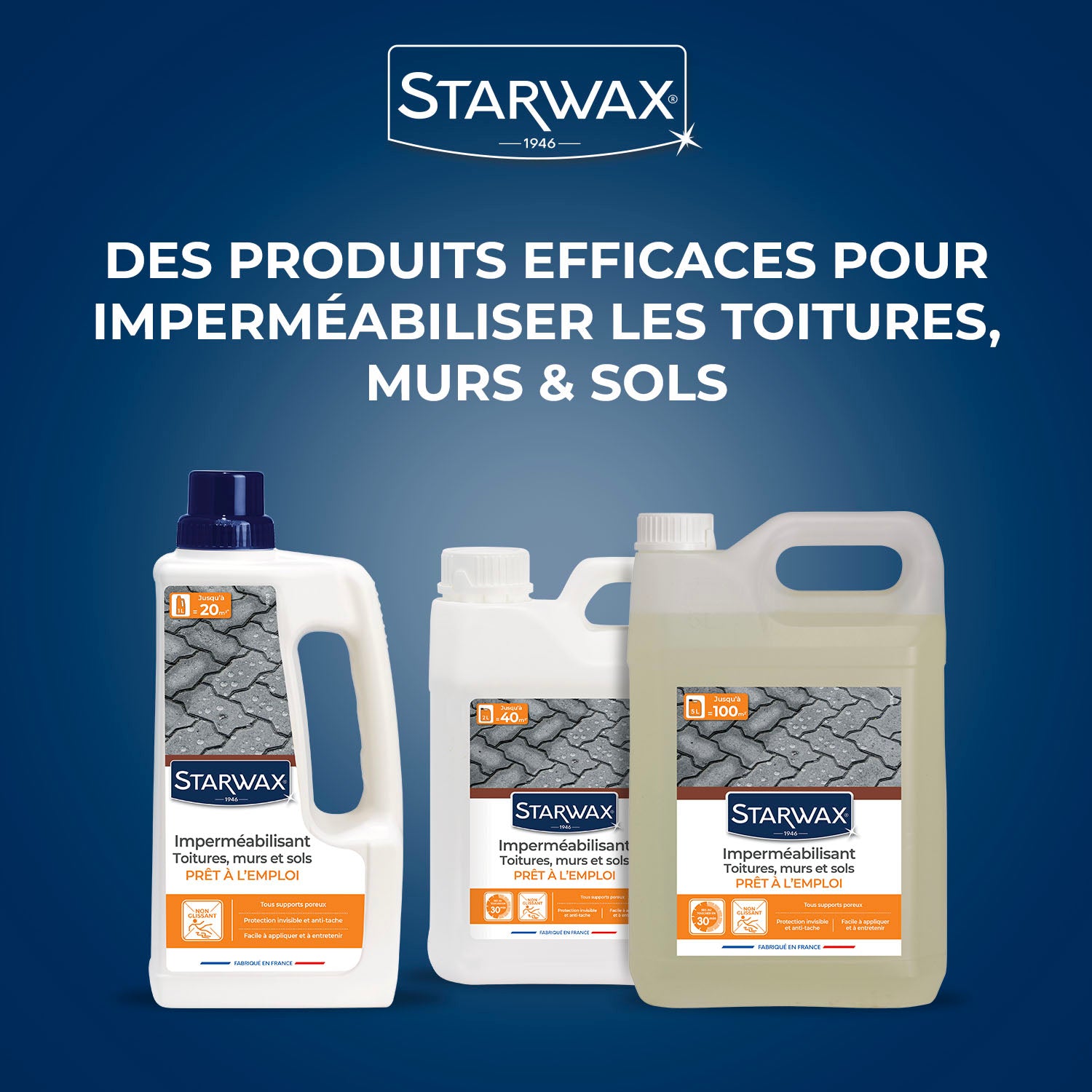 STARWAX - Imperméabilisant eau et graisses pour toitures, murs et sols extérieurs 1L