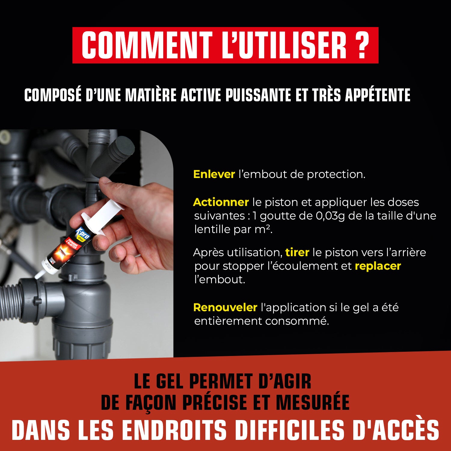 K.PRO - Seringue cafards et blattes 10g