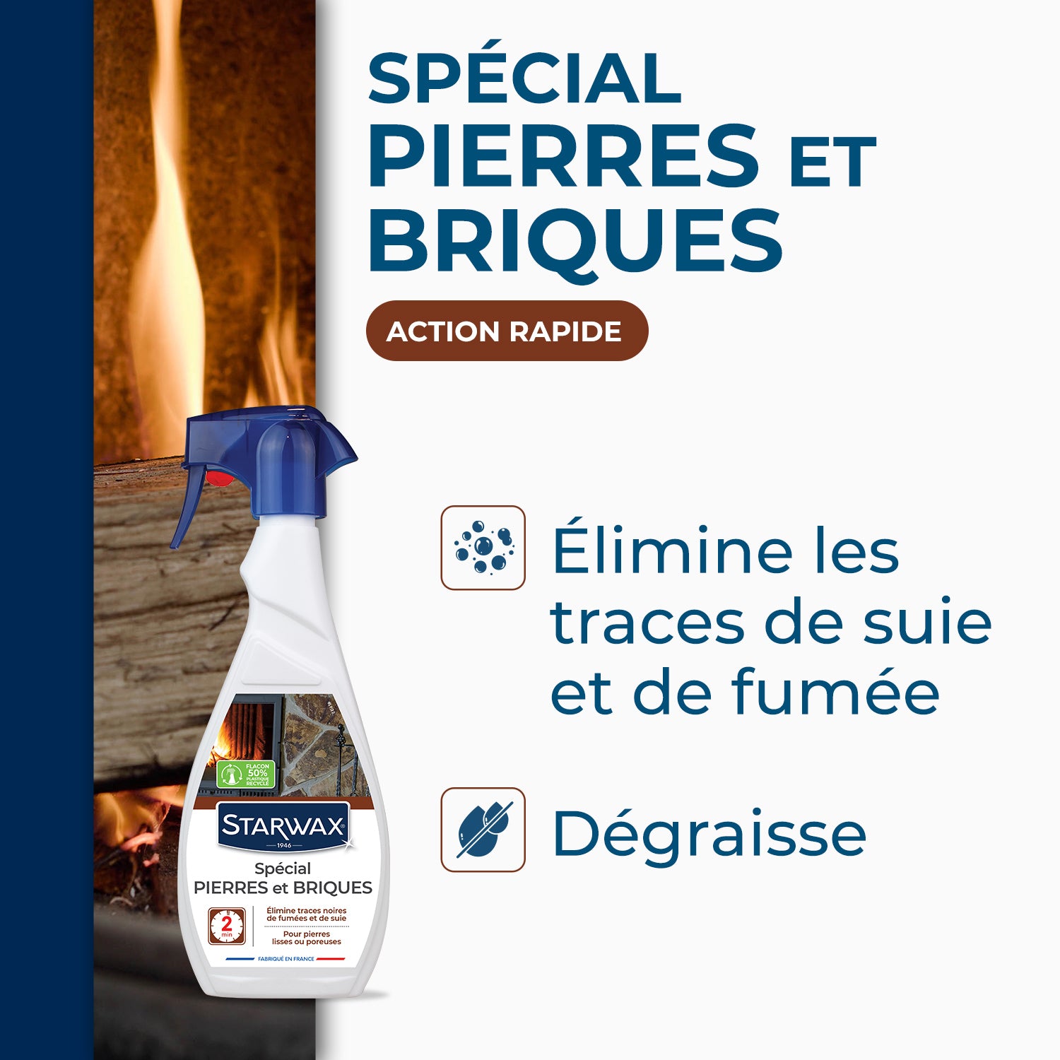 STARWAX - Nettoyant pierres et briques pour cheminée 500ml